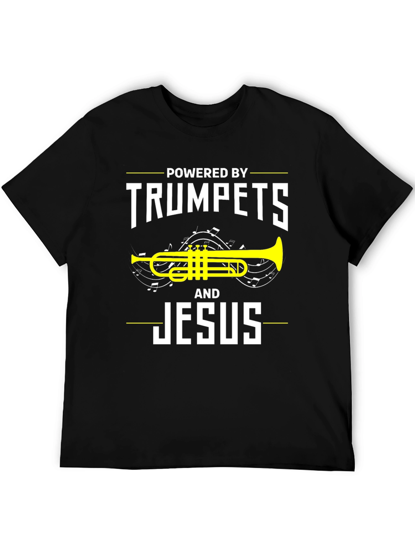 Black Powered By Trumpets and Jesus T-Shirt view 5