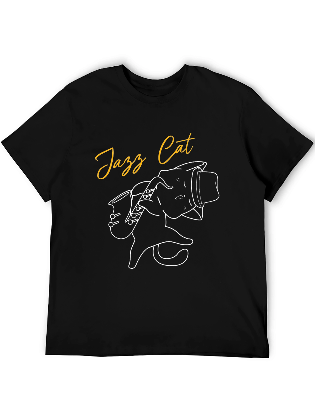 Black Cool Jazz Cat T-Shirt view 5