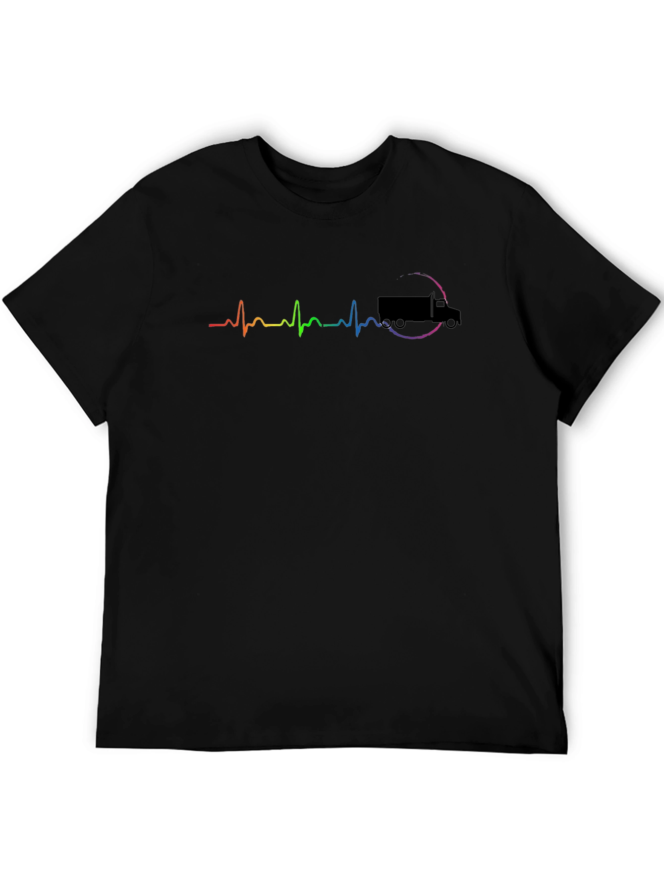 Black Trucker Heartbeat Black T-Shirt view 5