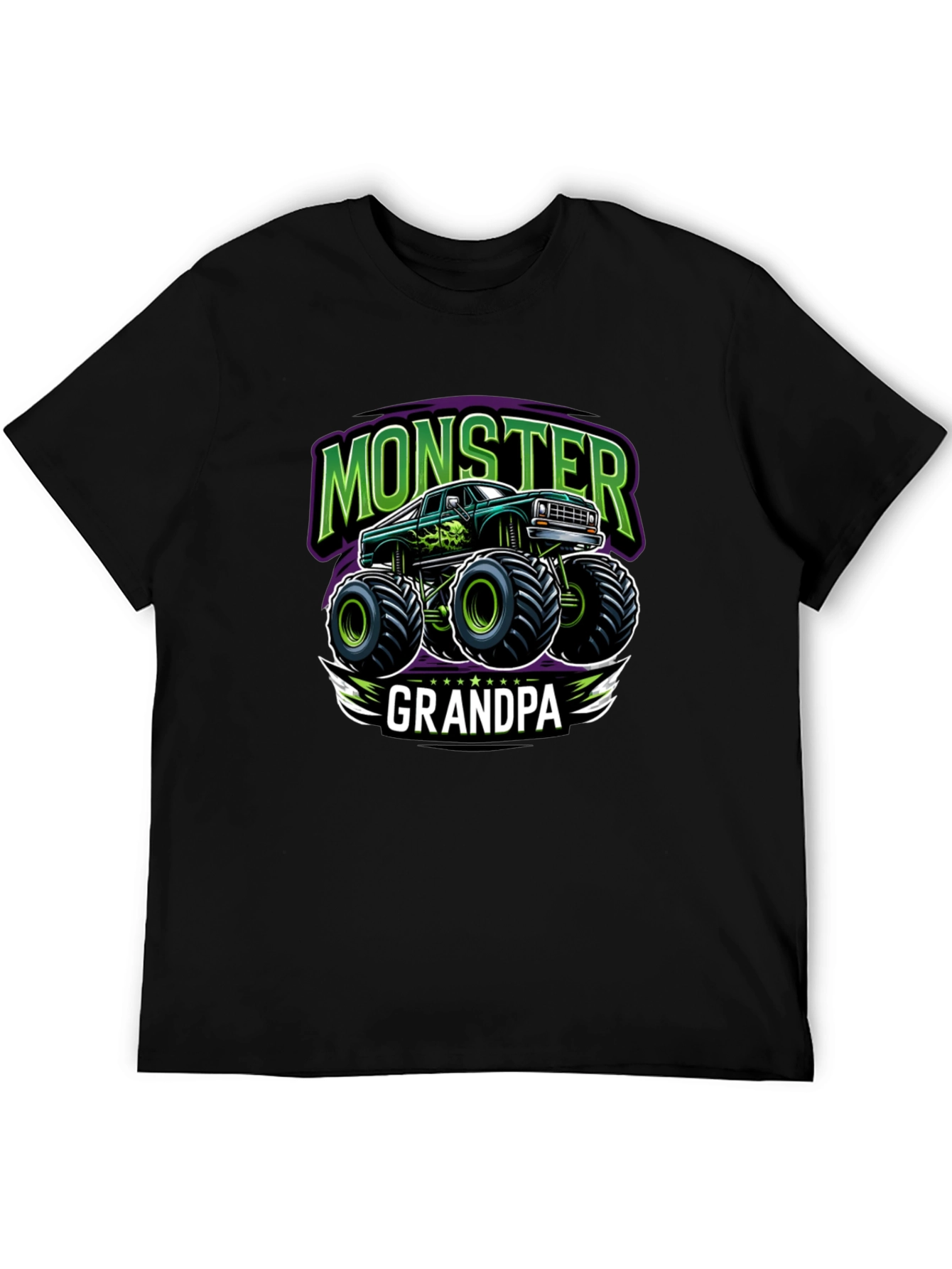 Black Monster Truck Grandpa T-Shirt view 5
