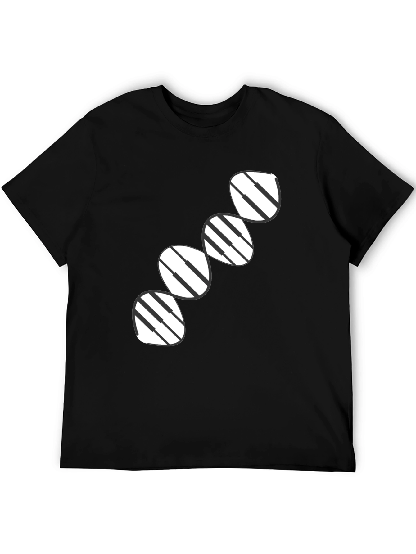 Black Abstract Striped Circle Design Black T-Shirt view 5