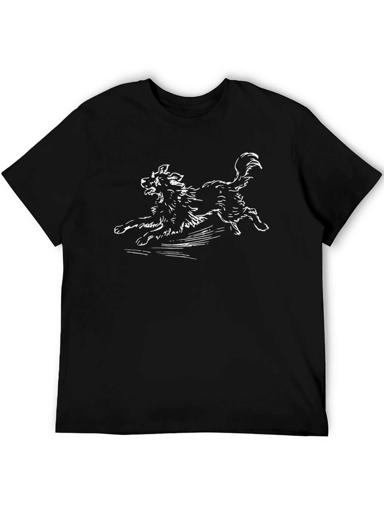 Dog Sketch Graphic Black T-Shirt - 5