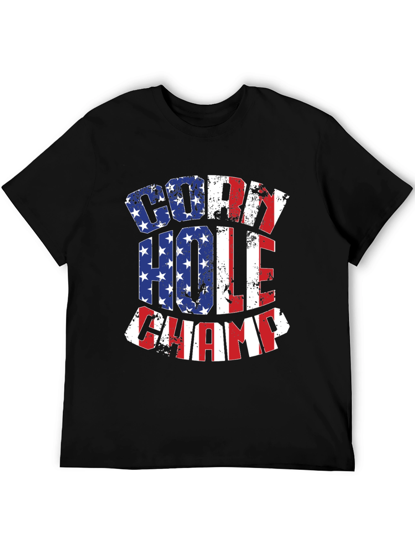 Black Cornhole Champ USA Flag T-Shirt view 5
