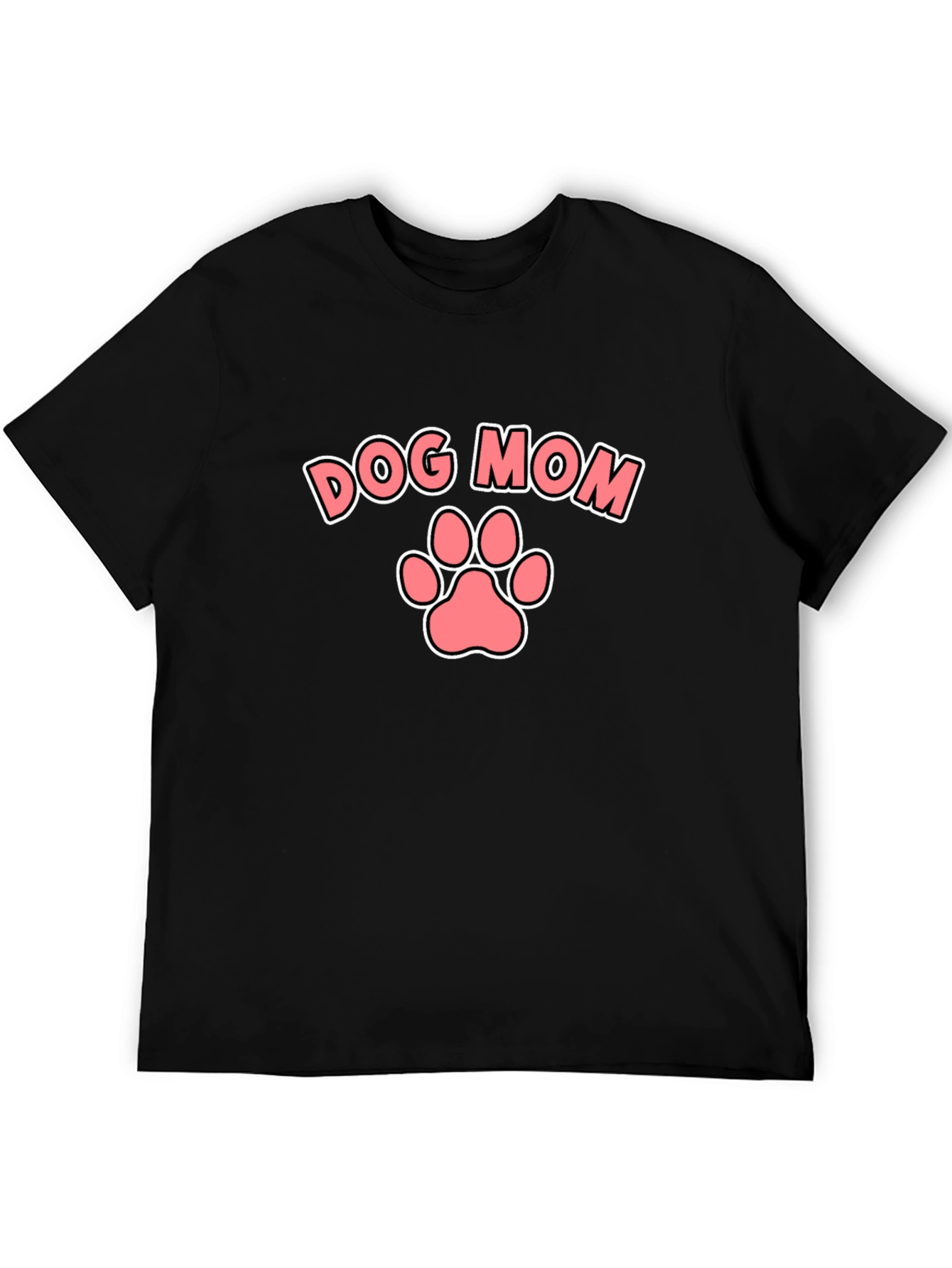 Black Dog Mom T-Shirt - Black Tee with Pink Paw Print view 5