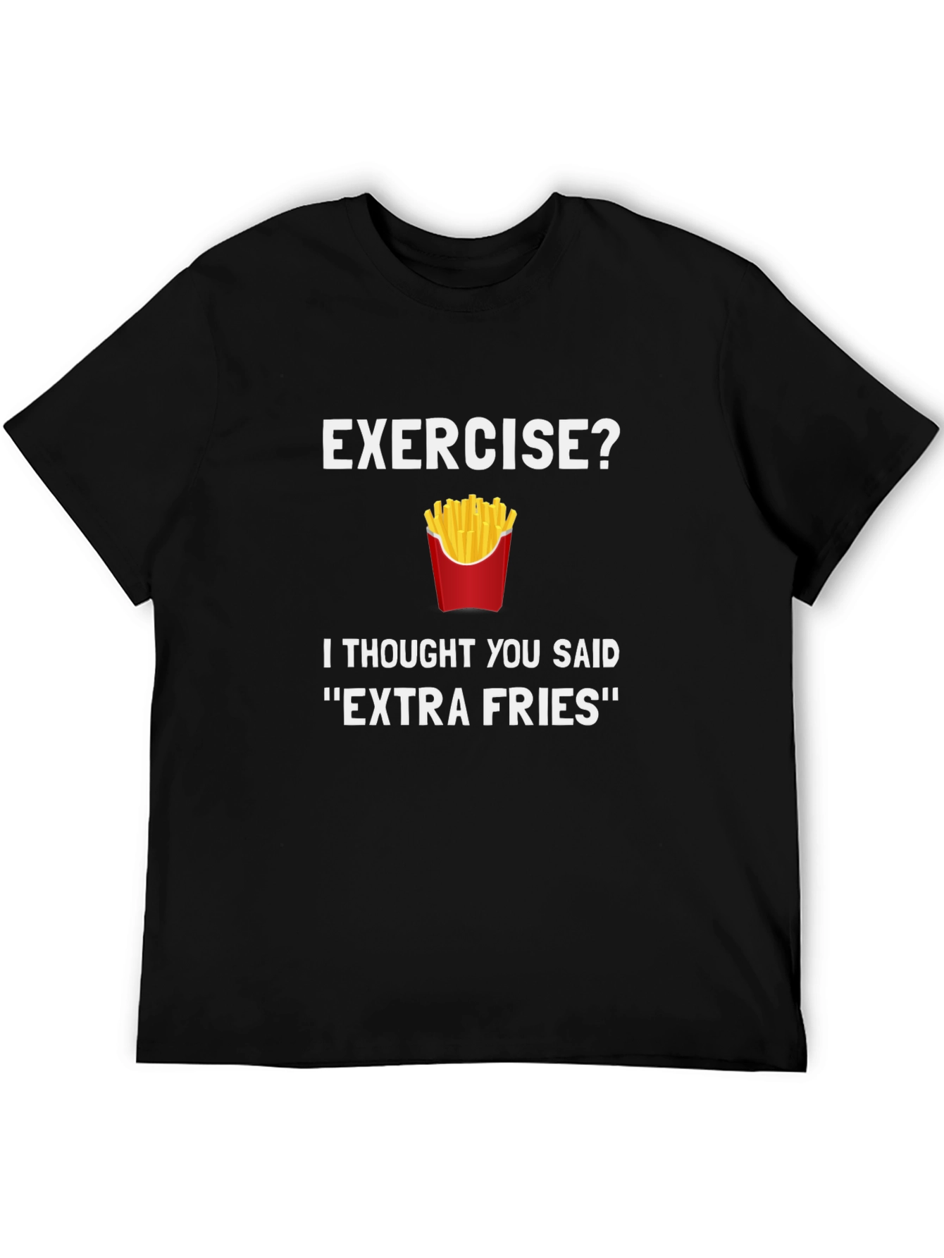 Black Extra Fries T-Shirt - Funny Foodie Tee view 5