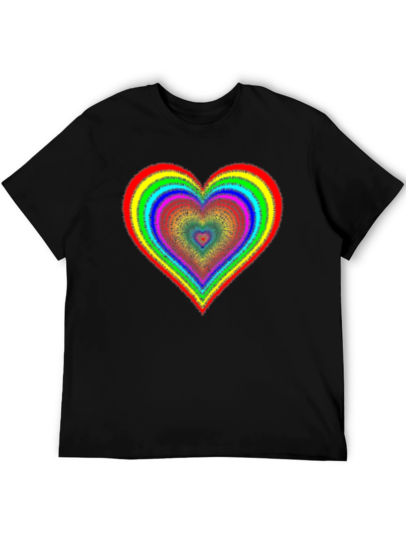 Black Rainbow Heart Graphic Black T-Shirt view 5