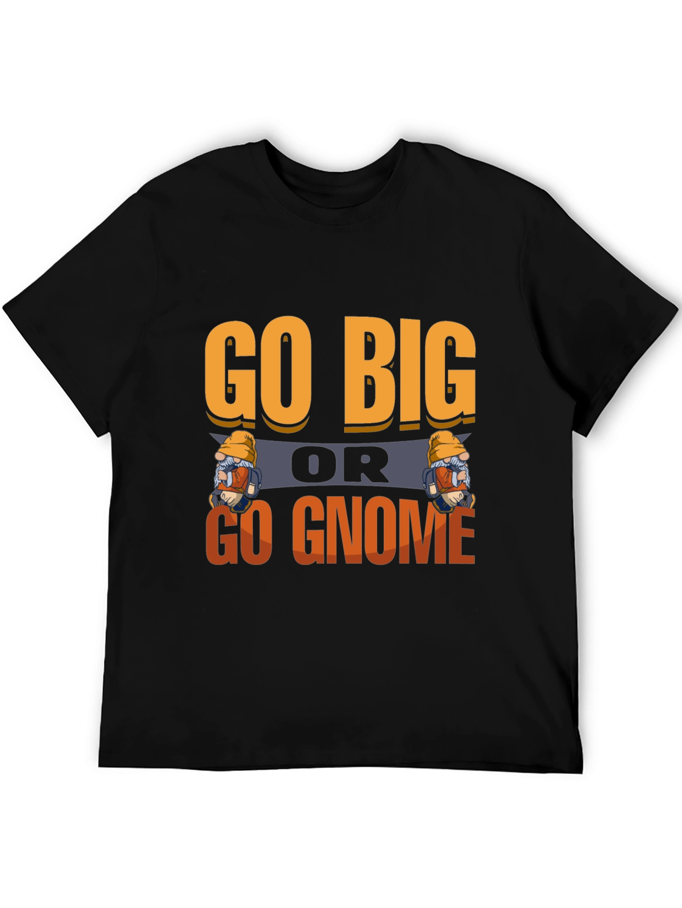 Black Go Big or Go Gnome Graphic Tee view 5