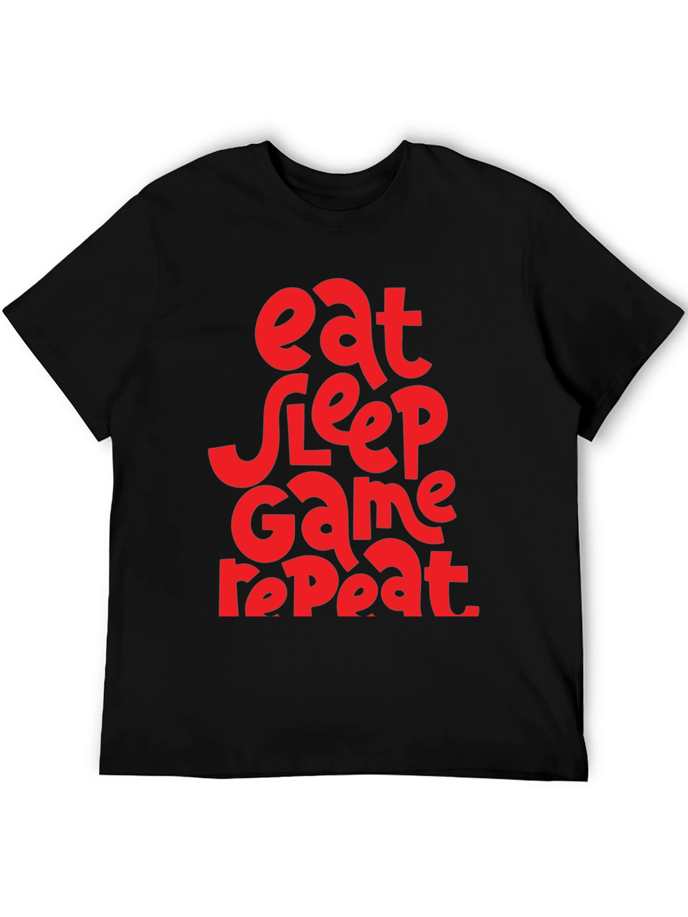 Black Eat Sleep Game Repeat Graphic Tee - Black view 5