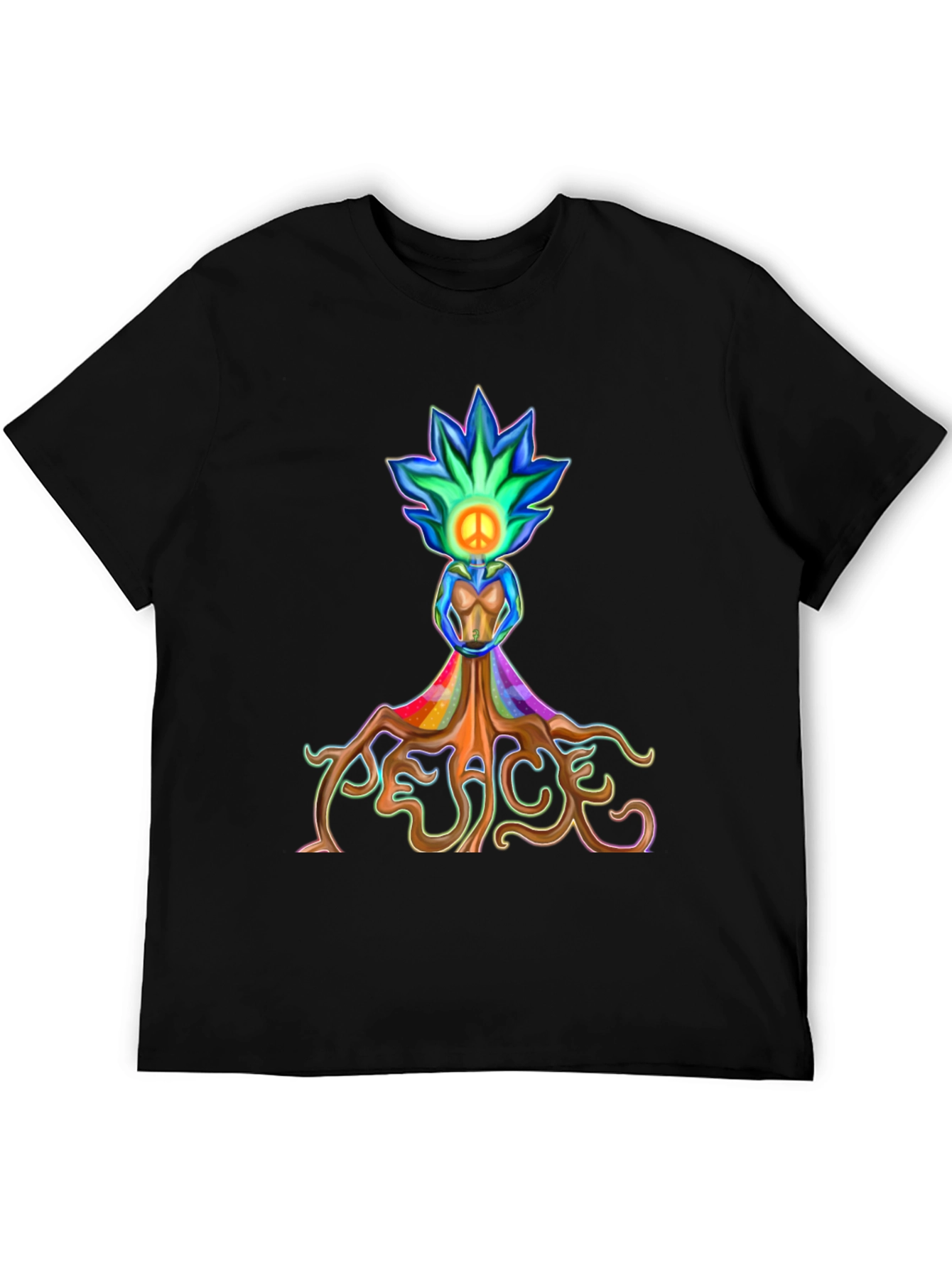 Black Peace Tree T-Shirt - Colorful Graphic Tee view 5