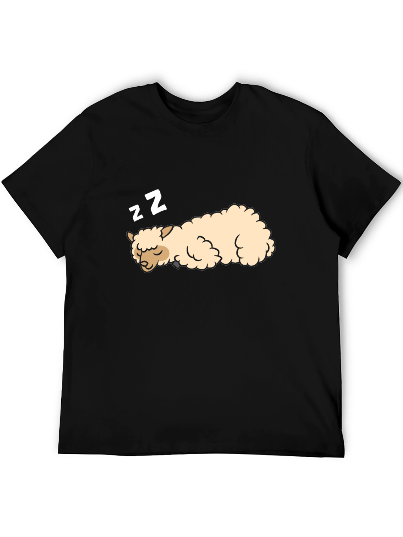 Black Sleeping Alpaca Black T-Shirt - Cute & Comfortable view 5