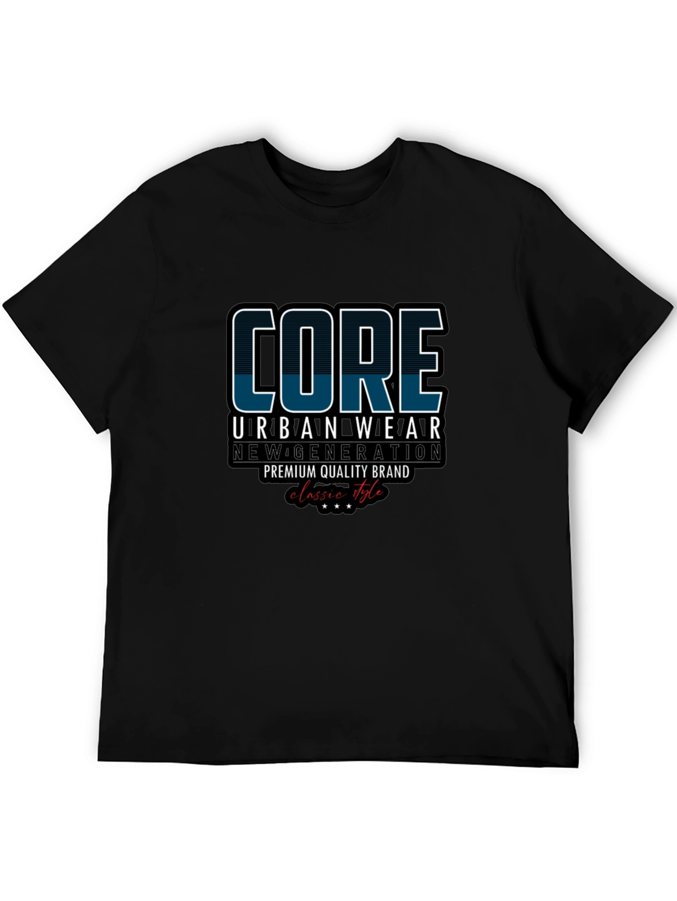 Black Core Urban Wear Black Graphic T-Shirt view 5