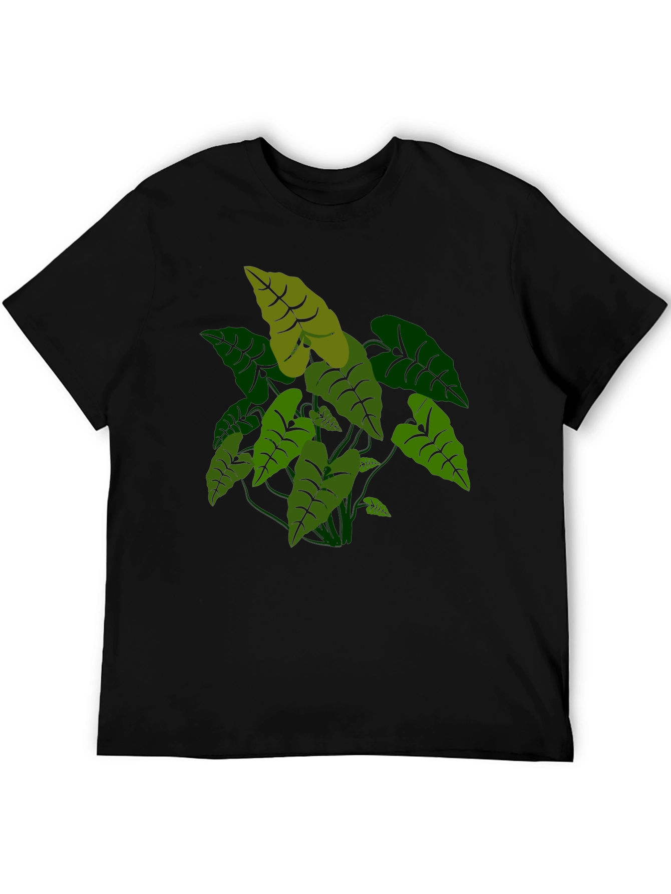 Black Tropical Plant Graphic Tee - Black Cotton T-Shirt view 5