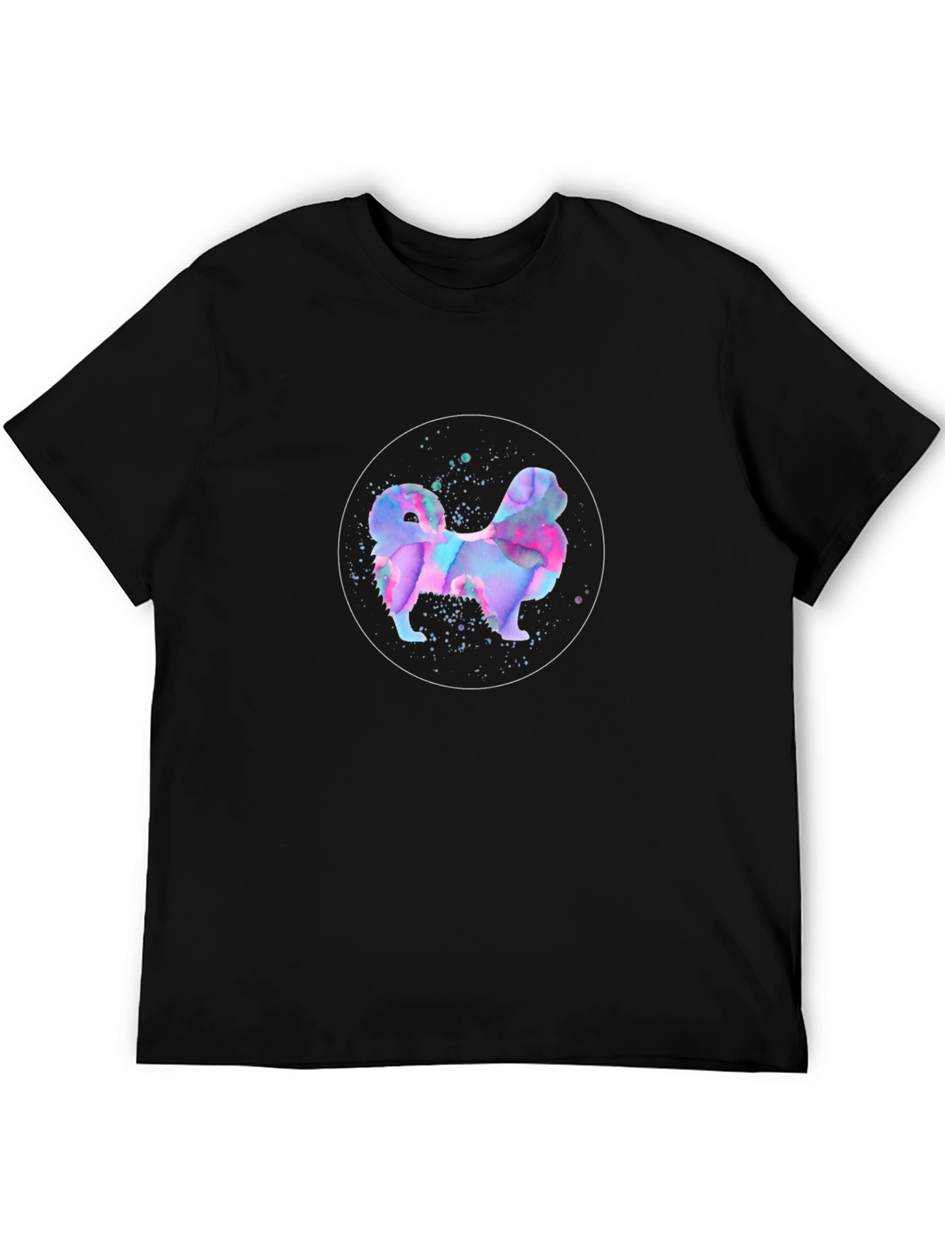 Black Dog Watercolor Art T-Shirt - Black view 5