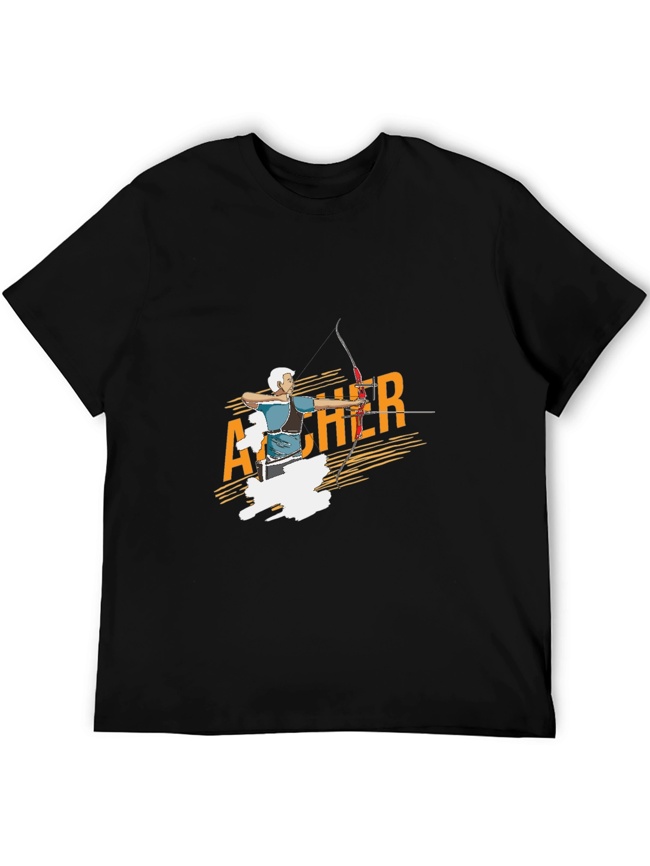 Black Archer Graphic T-Shirt - Sporty Tee for Men view 5