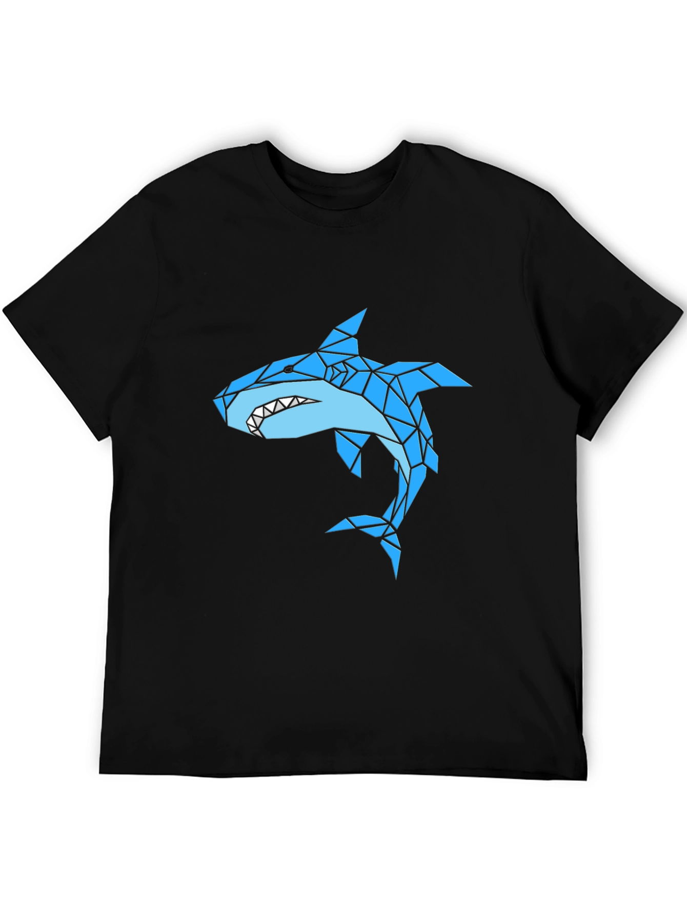 Black Geometric Shark Graphic Black T-Shirt view 5