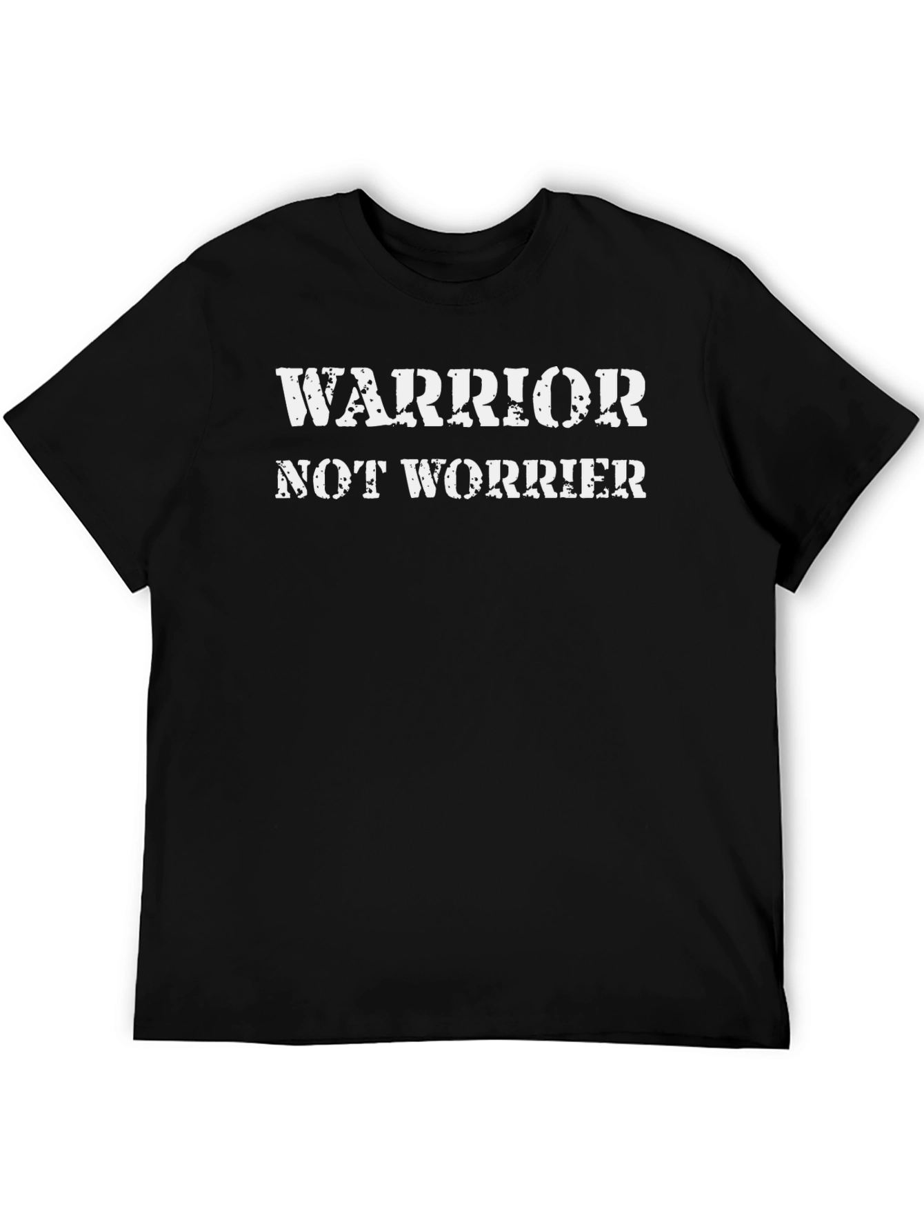 Black Warrior Not Worrier Graphic Print Black T-Shirt view 5