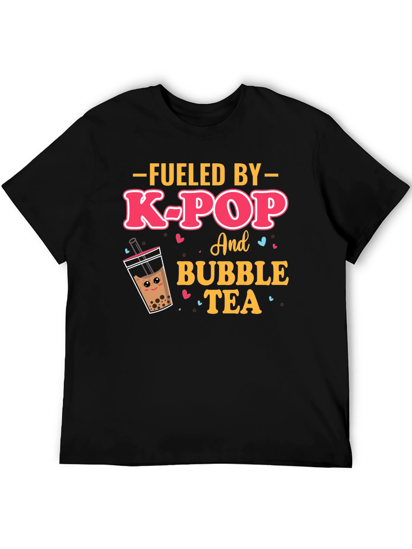 Black Fueled By K-Pop & Bubble Tea Graphic Tee view 5