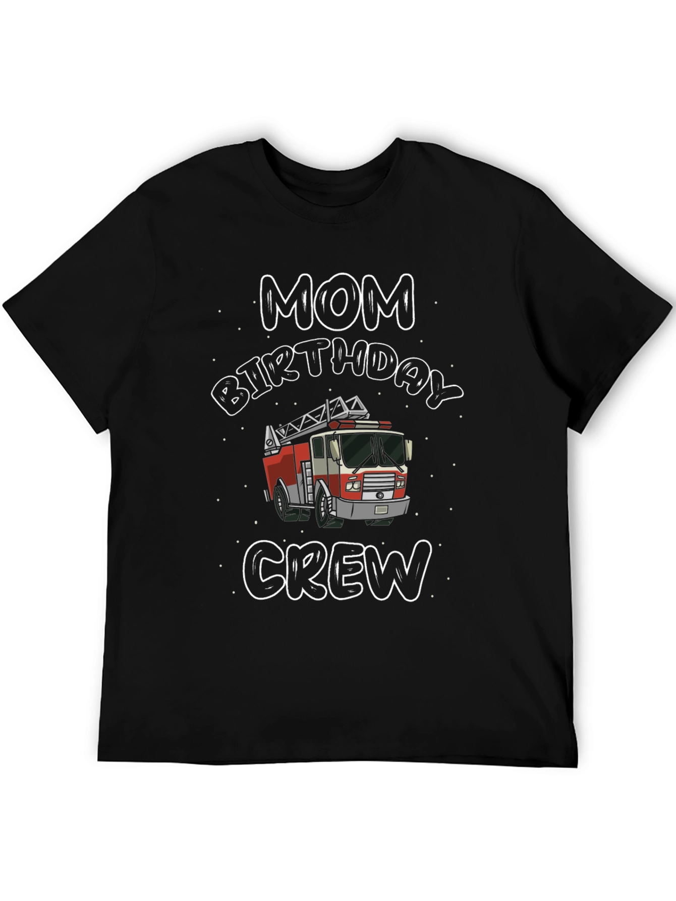 Black Mom Birthday Crew Firetruck Graphic T-Shirt view 5