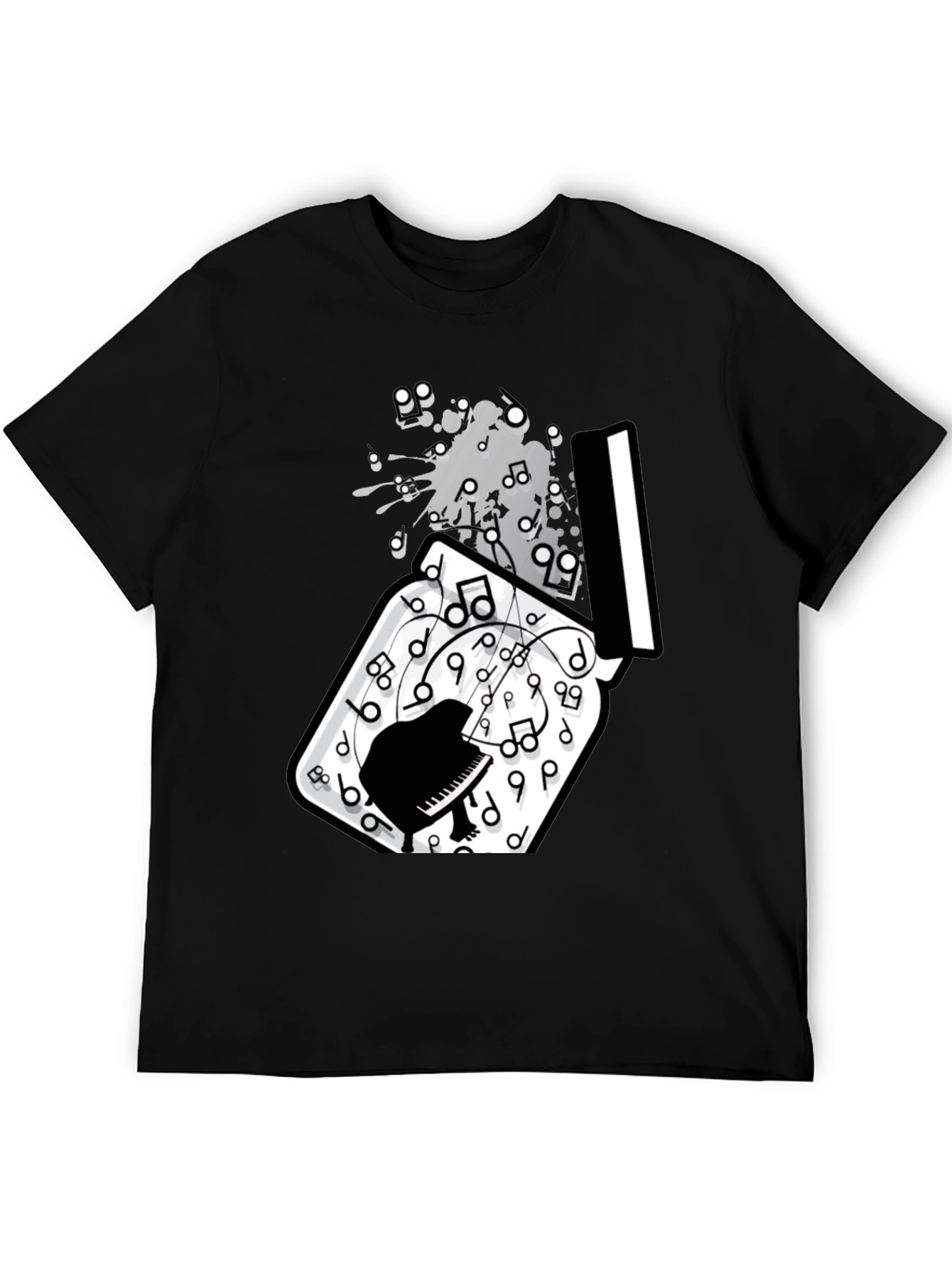 Black Piano Music Notes T-Shirt view 5