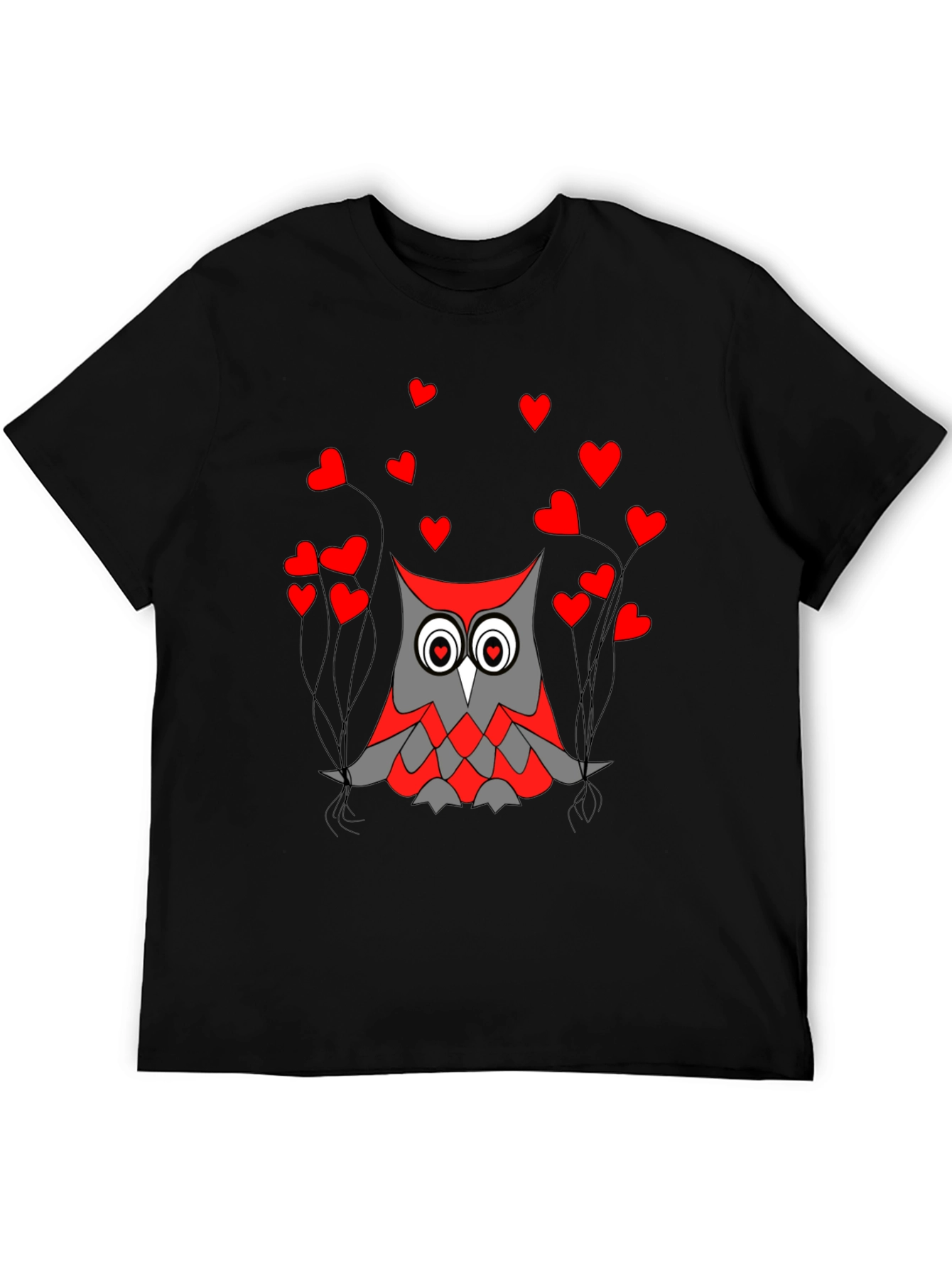 Black Owl Love Graphic Tee - Black Crew Neck T-Shirt view 5