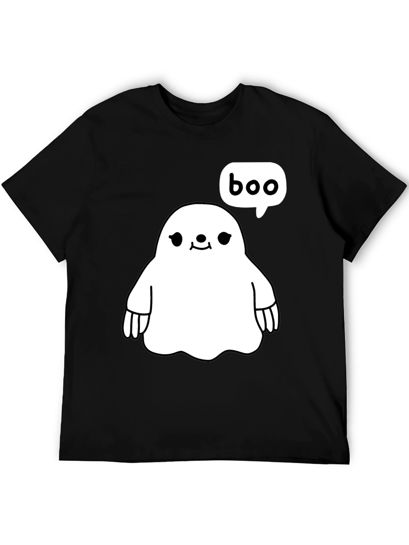 Black Cute Ghost Boo Halloween Black T-Shirt view 5