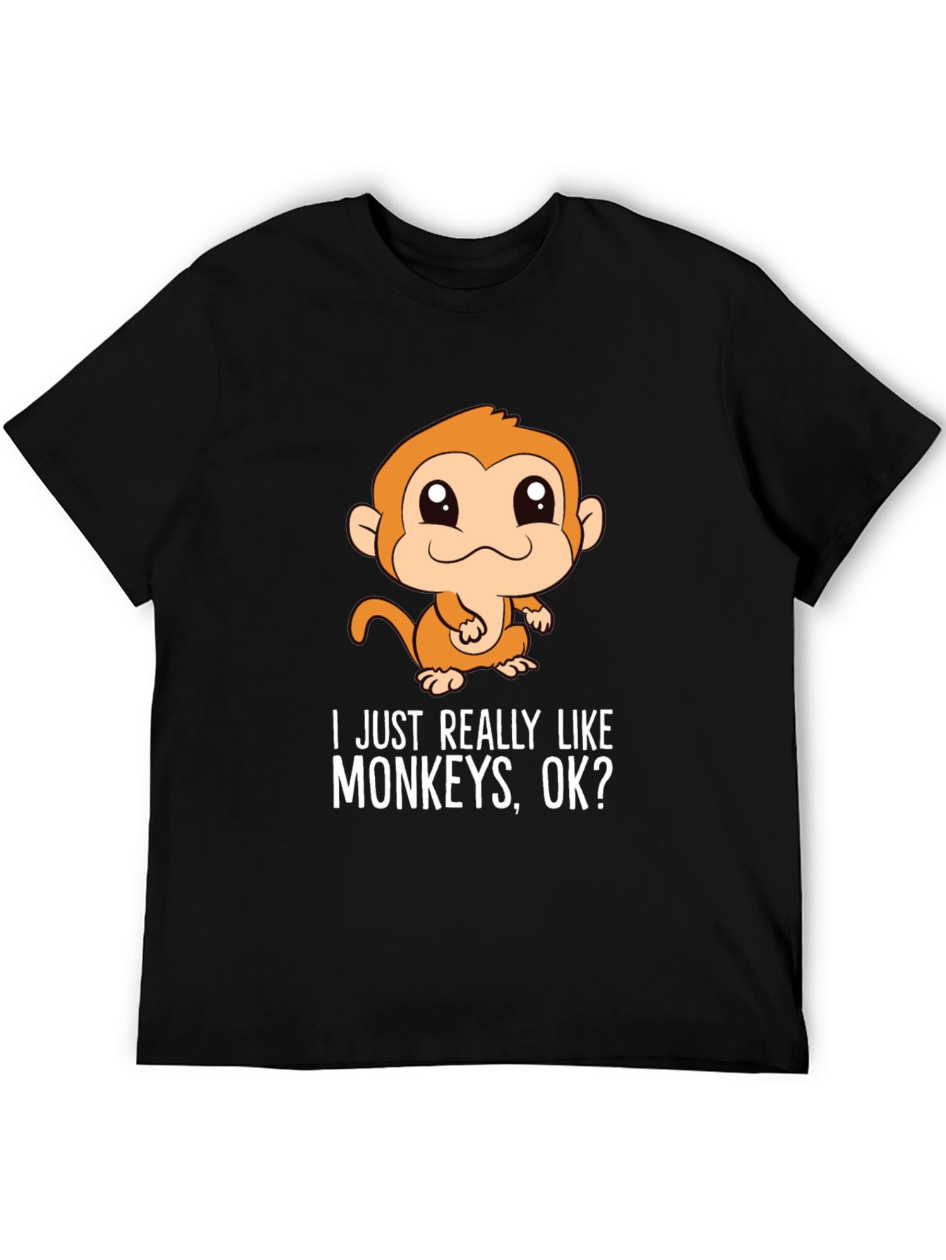 Black Funny Monkey T-Shirt - I Just Really Like Monkeys, OK? view 5