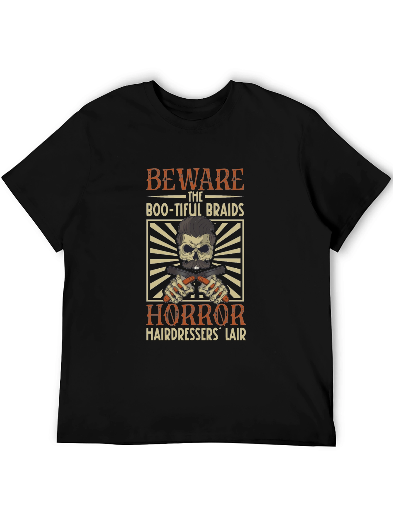 Black Beware Horror Hairdressers' Lair T-Shirt view 5