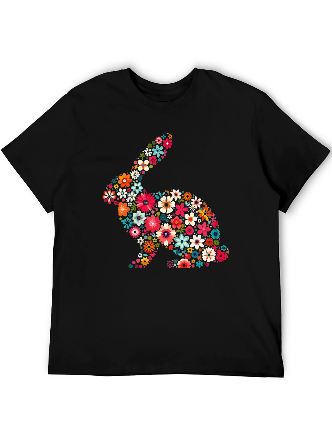 Black Floral Rabbit Graphic Tee - Cute Easter Shirt view 5