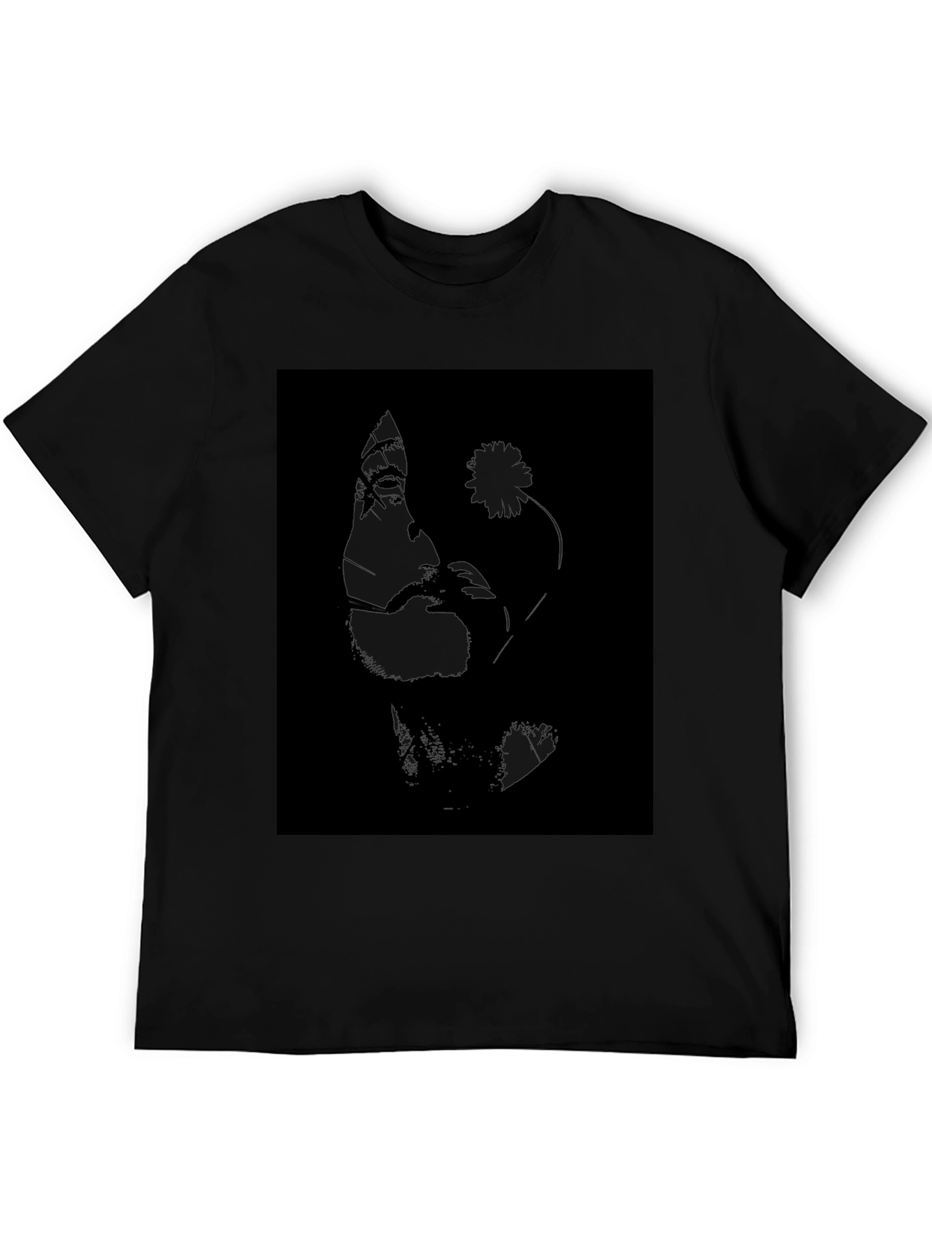 Black Monochrome Portrait Graphic Tee - Classic Black Cotton view 5
