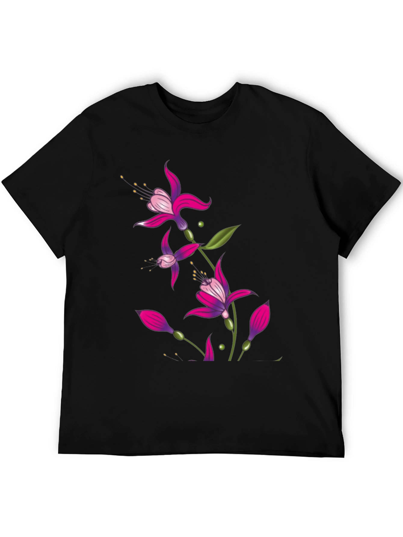 Black Floral Print Black T-Shirt view 5