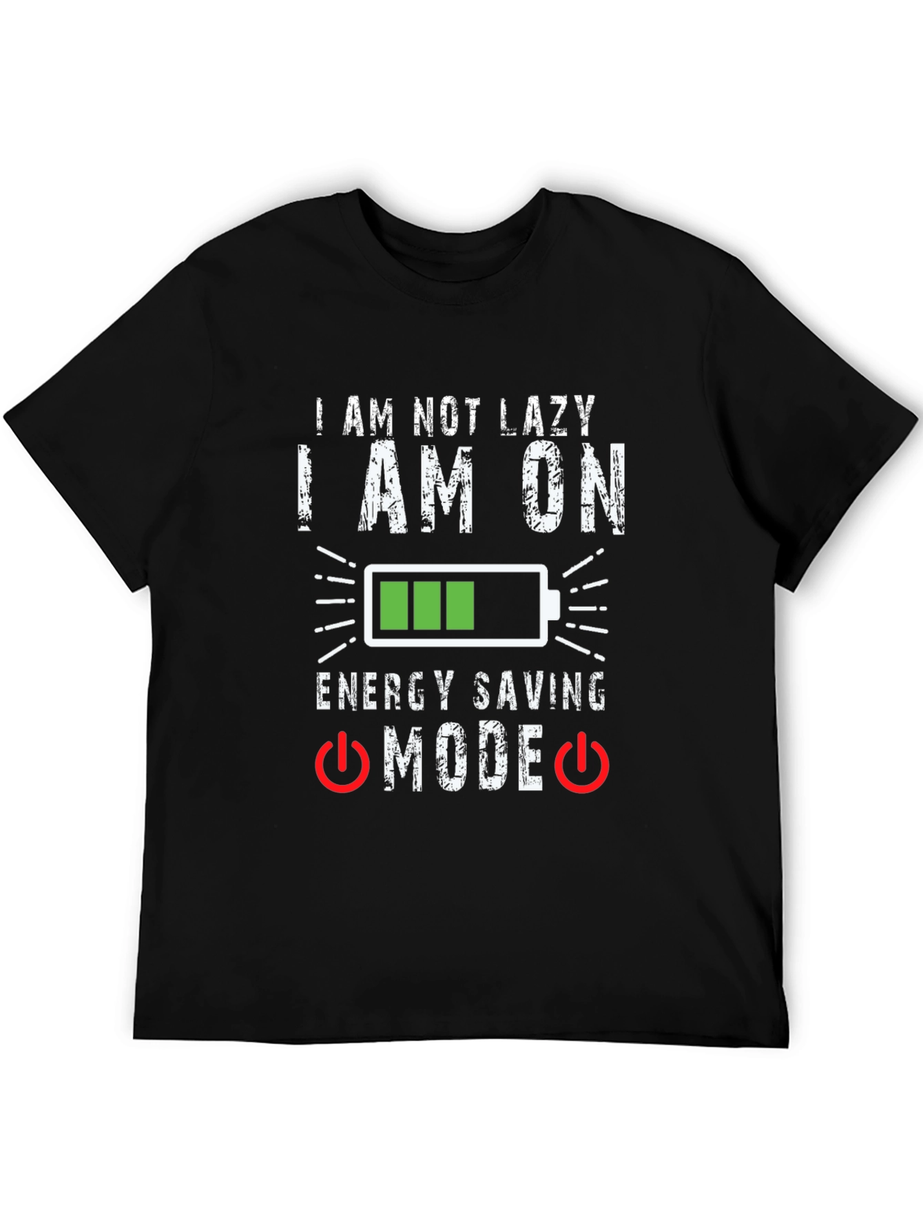 Black Funny Energy Saving Mode Graphic T-Shirt view 5
