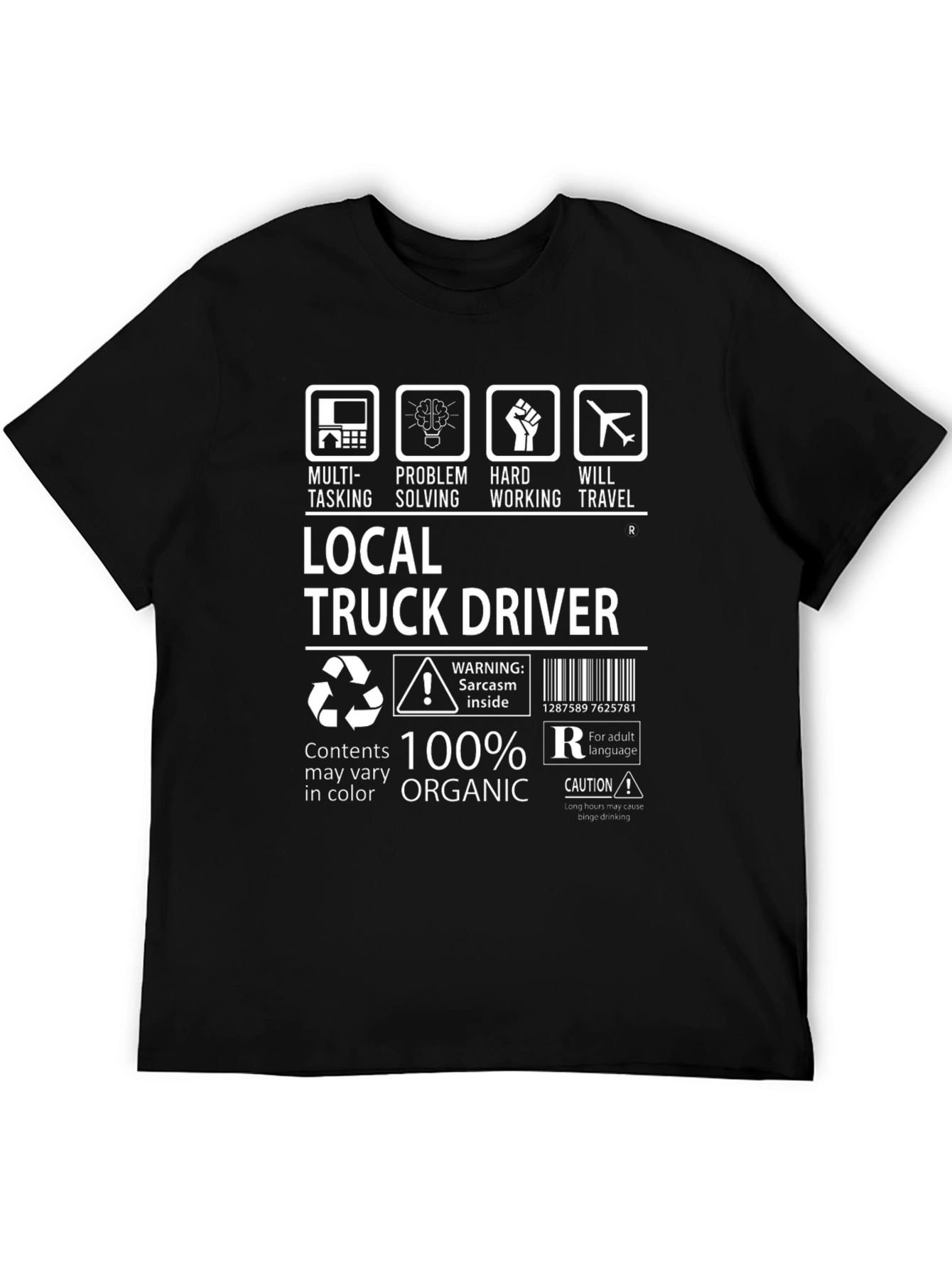 Black Local Truck Driver 100% Organic Graphic Tee view 5