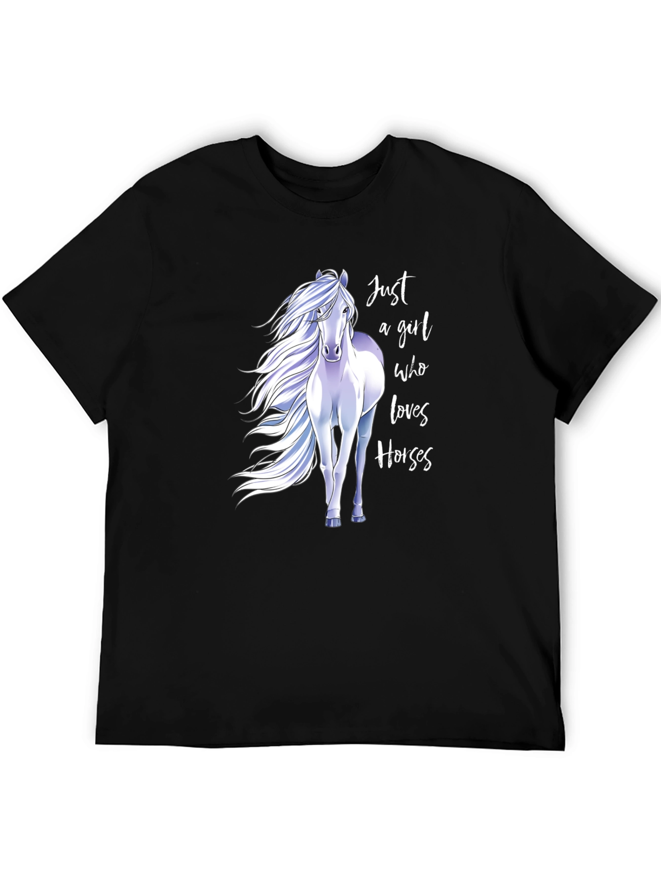 Black Just A Girl Who Loves Horses Graphic Tee - Black view 5