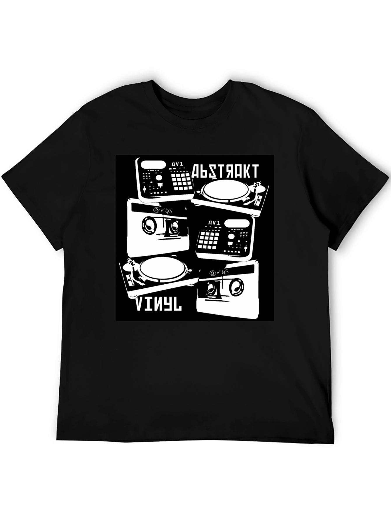 Black Abstract Vinyl DJ Black T-Shirt view 5