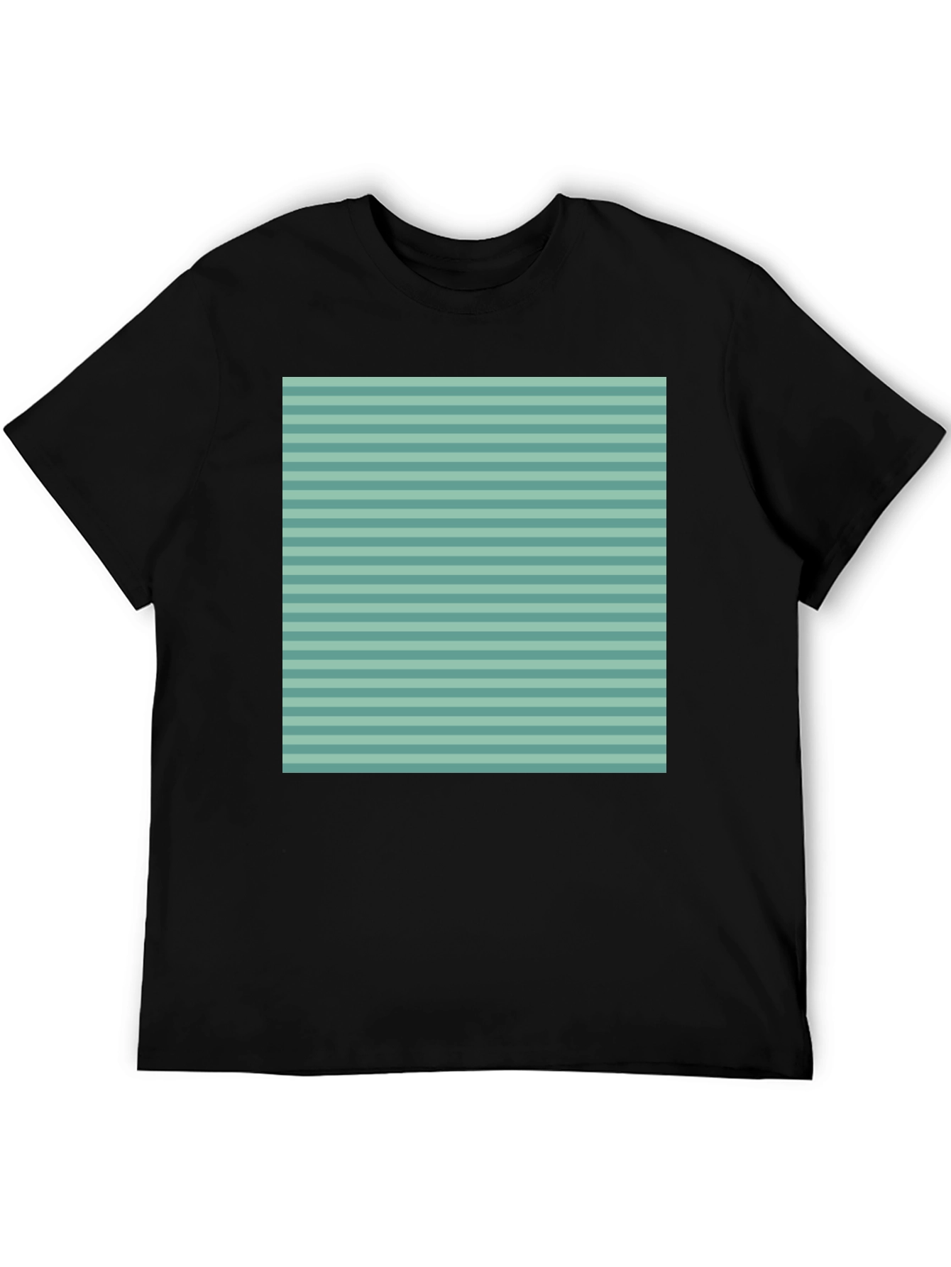 Black Striped Pattern Tee - Black Short Sleeve Crew Neck Shirt view 5
