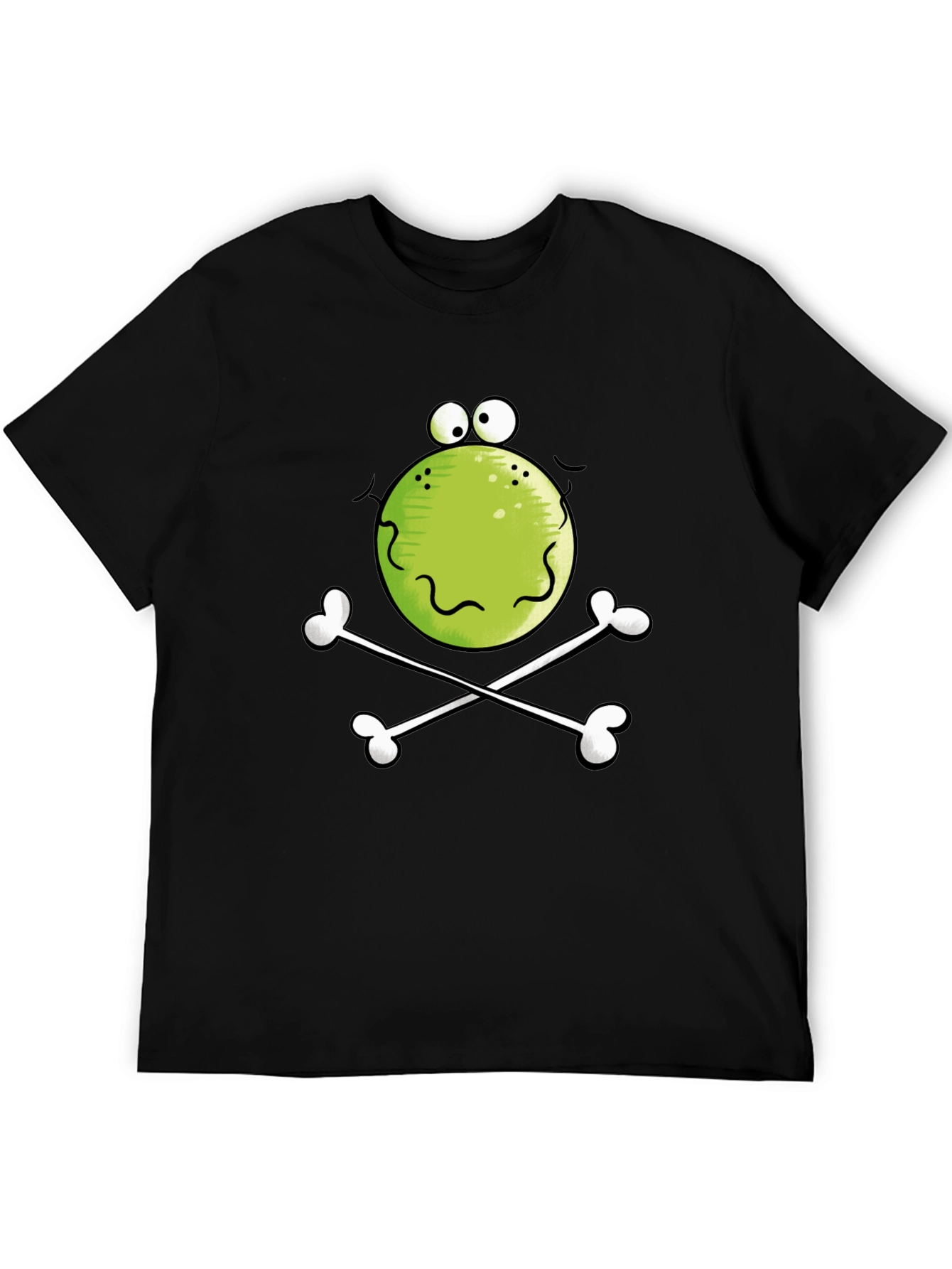 Black Funny Frog Skull Black T-Shirt view 5