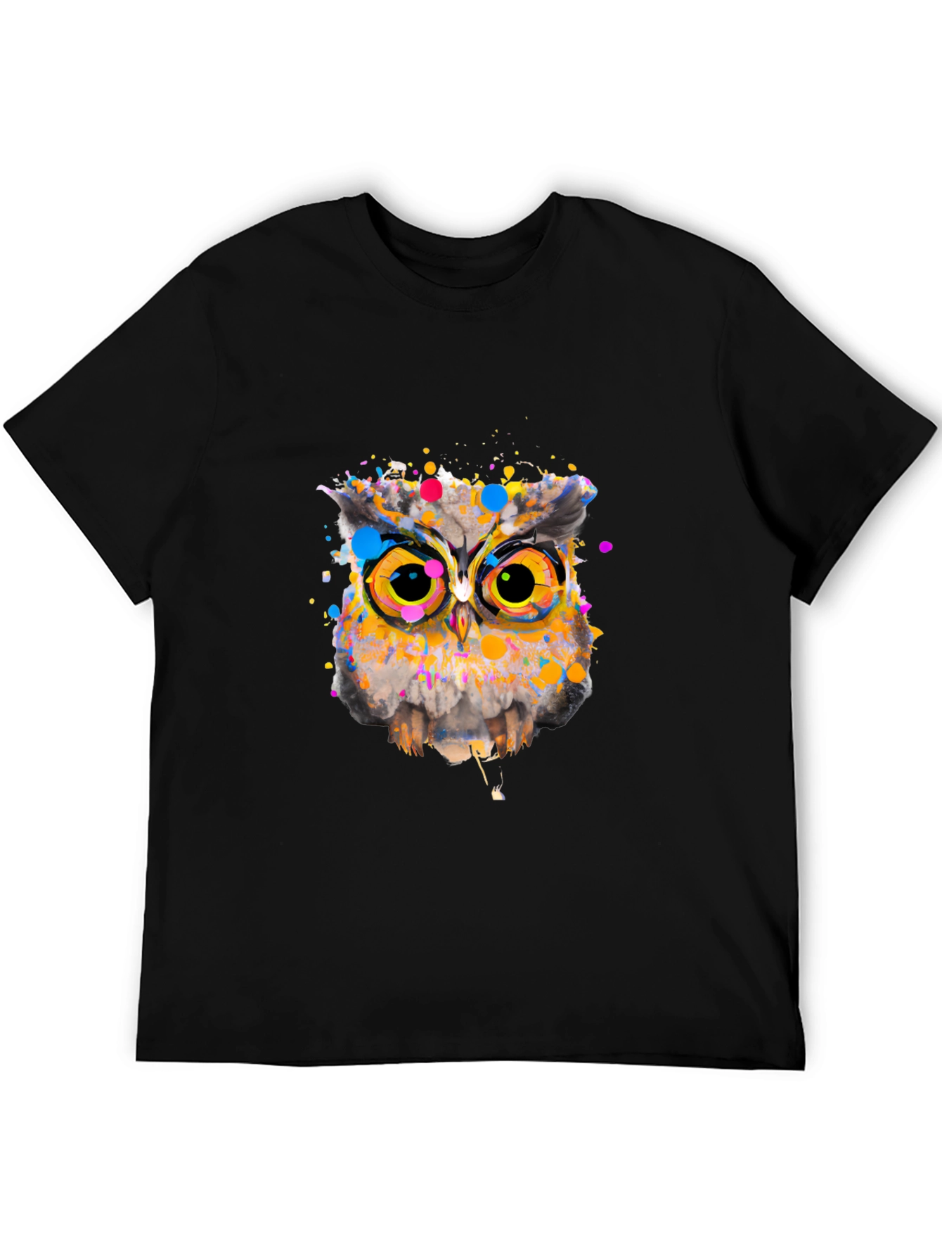 Black Owl Art Graphic Black T-Shirt view 5