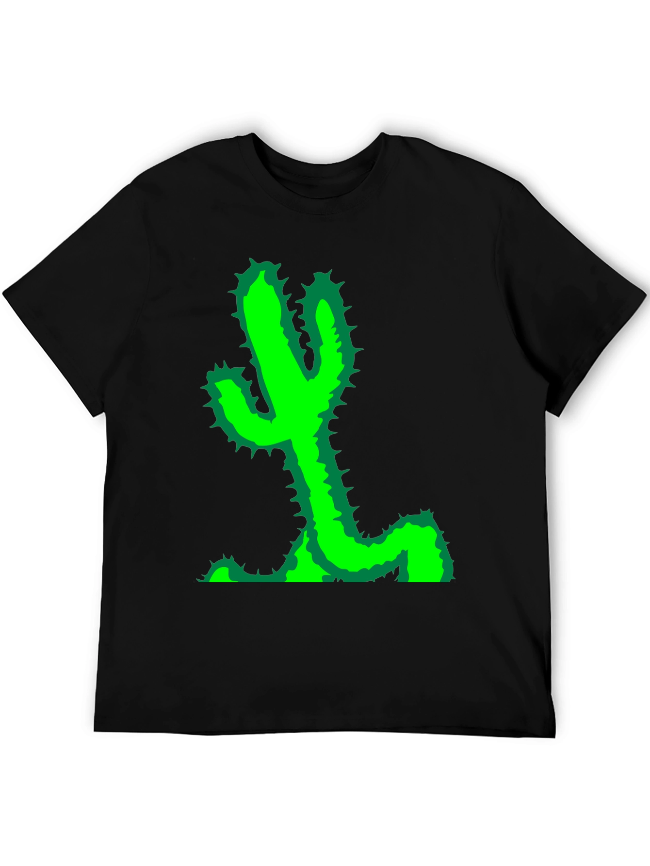 Black Cactus Graphic Tee - Black Cotton T-Shirt view 5