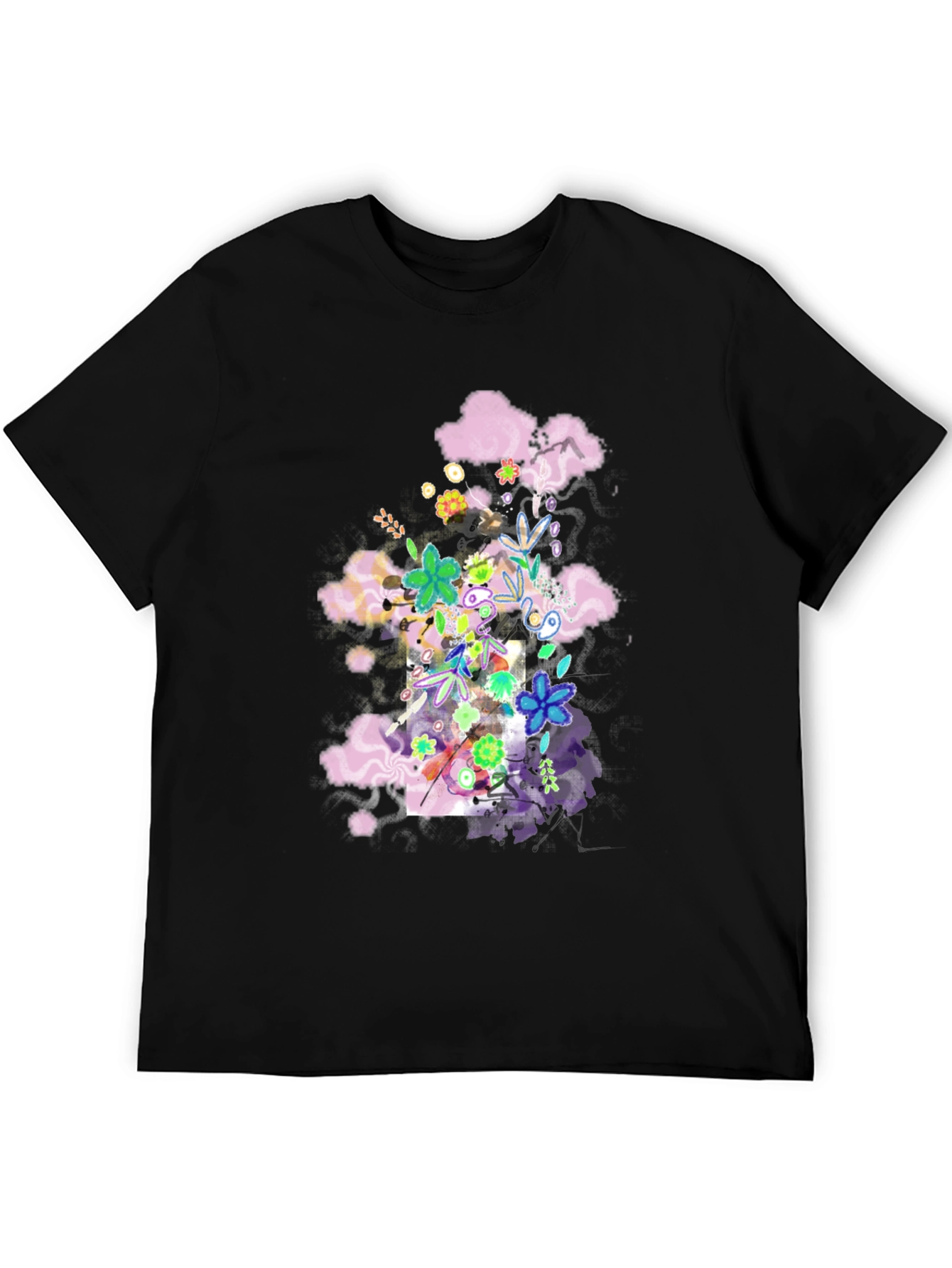 Black Floral Cloud T-Shirt - Black view 5