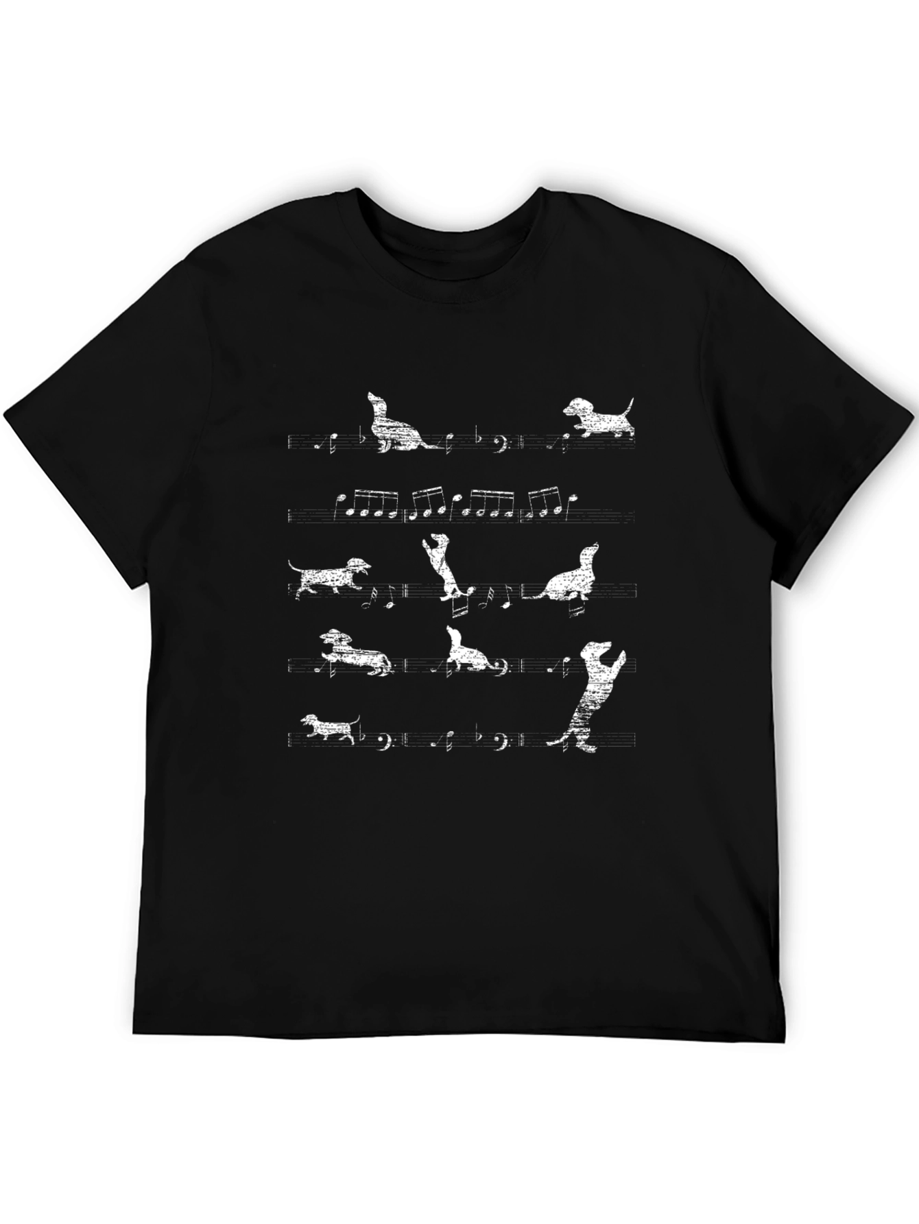 Black Dachshund Music Notes Black T-Shirt view 5