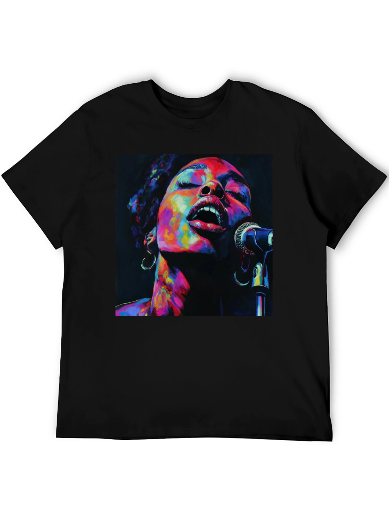 Black Colorful Singer Portrait Black T-Shirt view 5