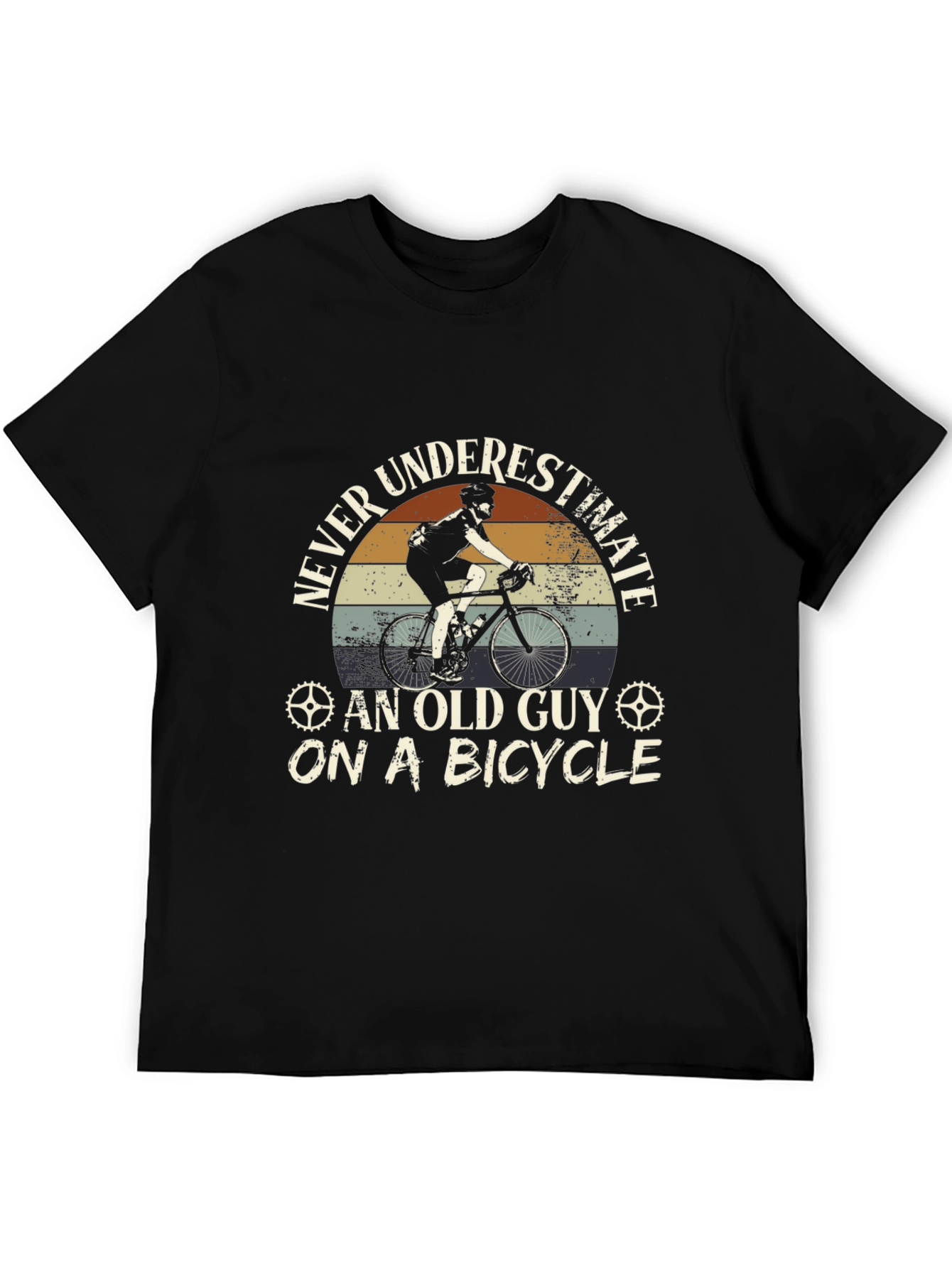 Black Never Underestimate Old Guy on a Bicycle T-Shirt view 5