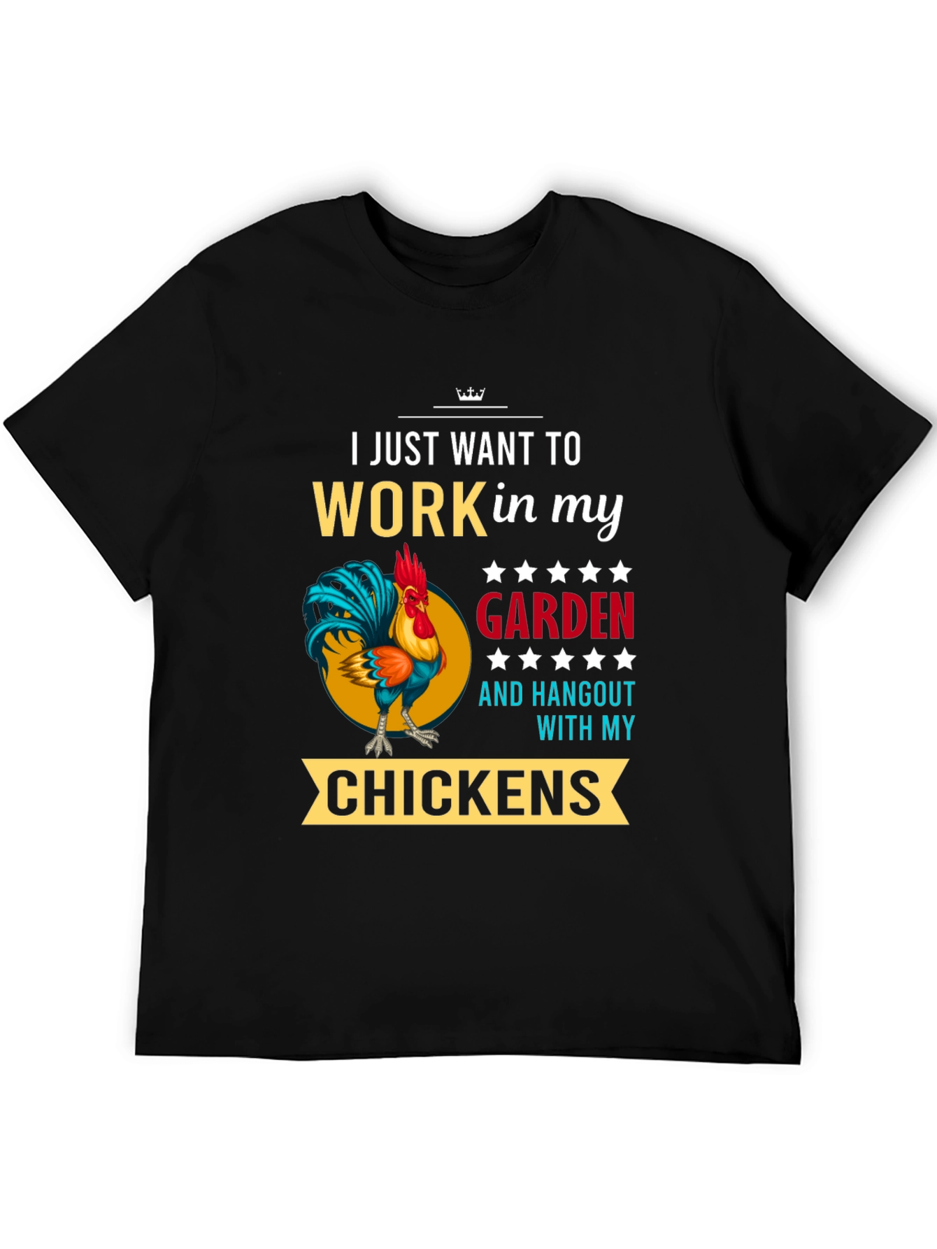 Black Gardening Chicken T-Shirt - Work in My Garden view 5