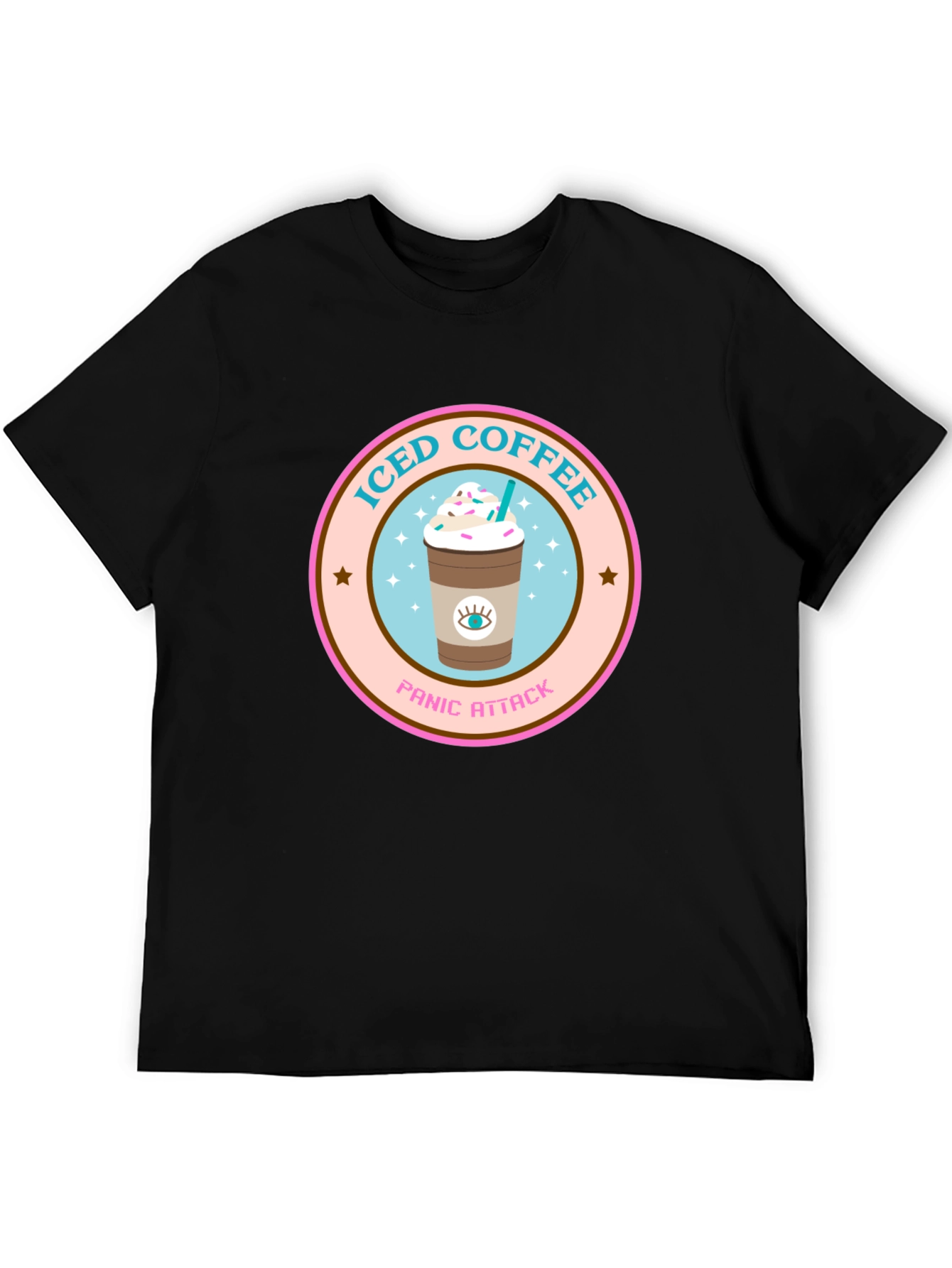 Black Iced Coffee Panic Attack Graphic Tee view 5