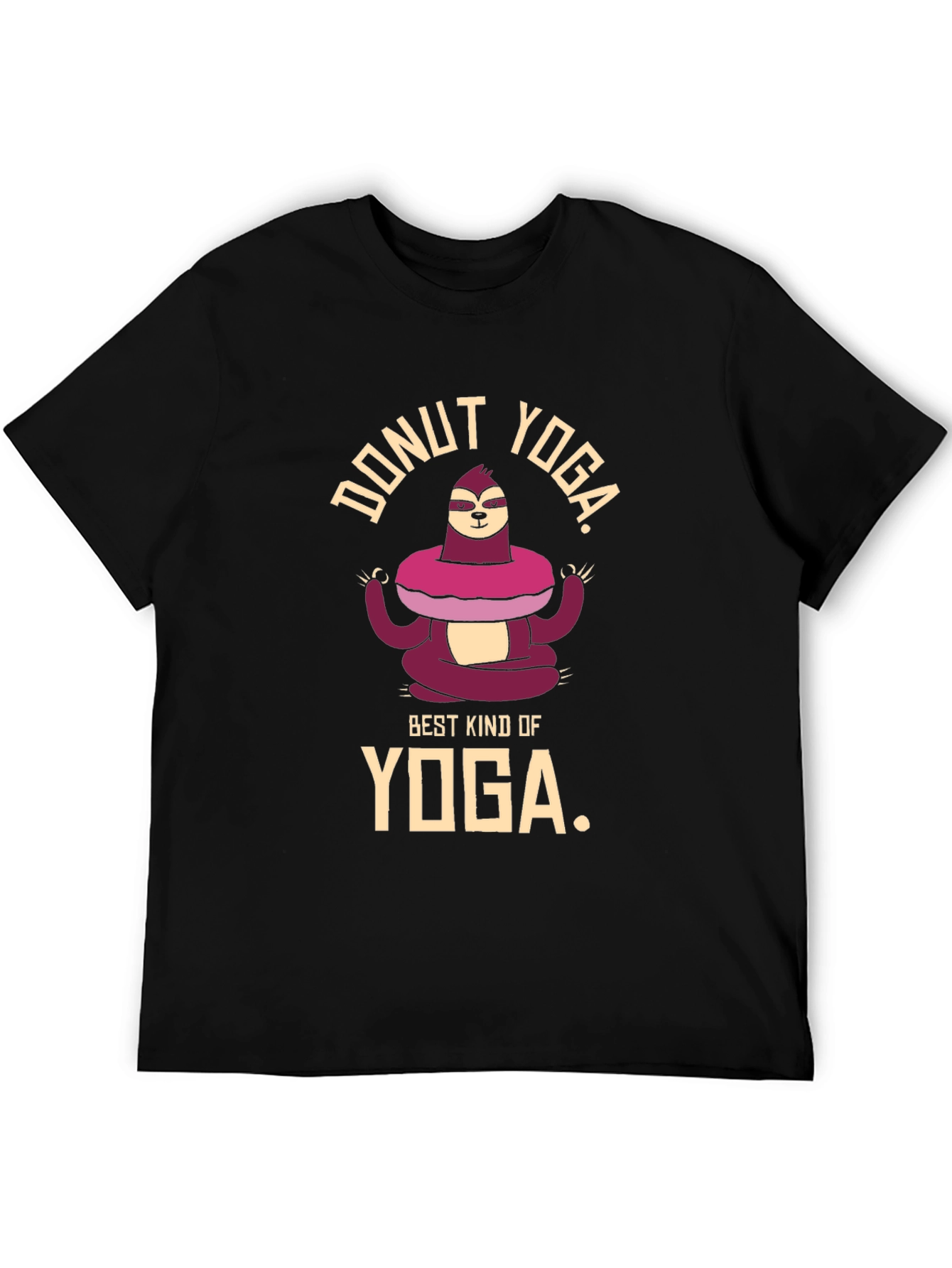 Black Donut Yoga Sloth T-Shirt view 5