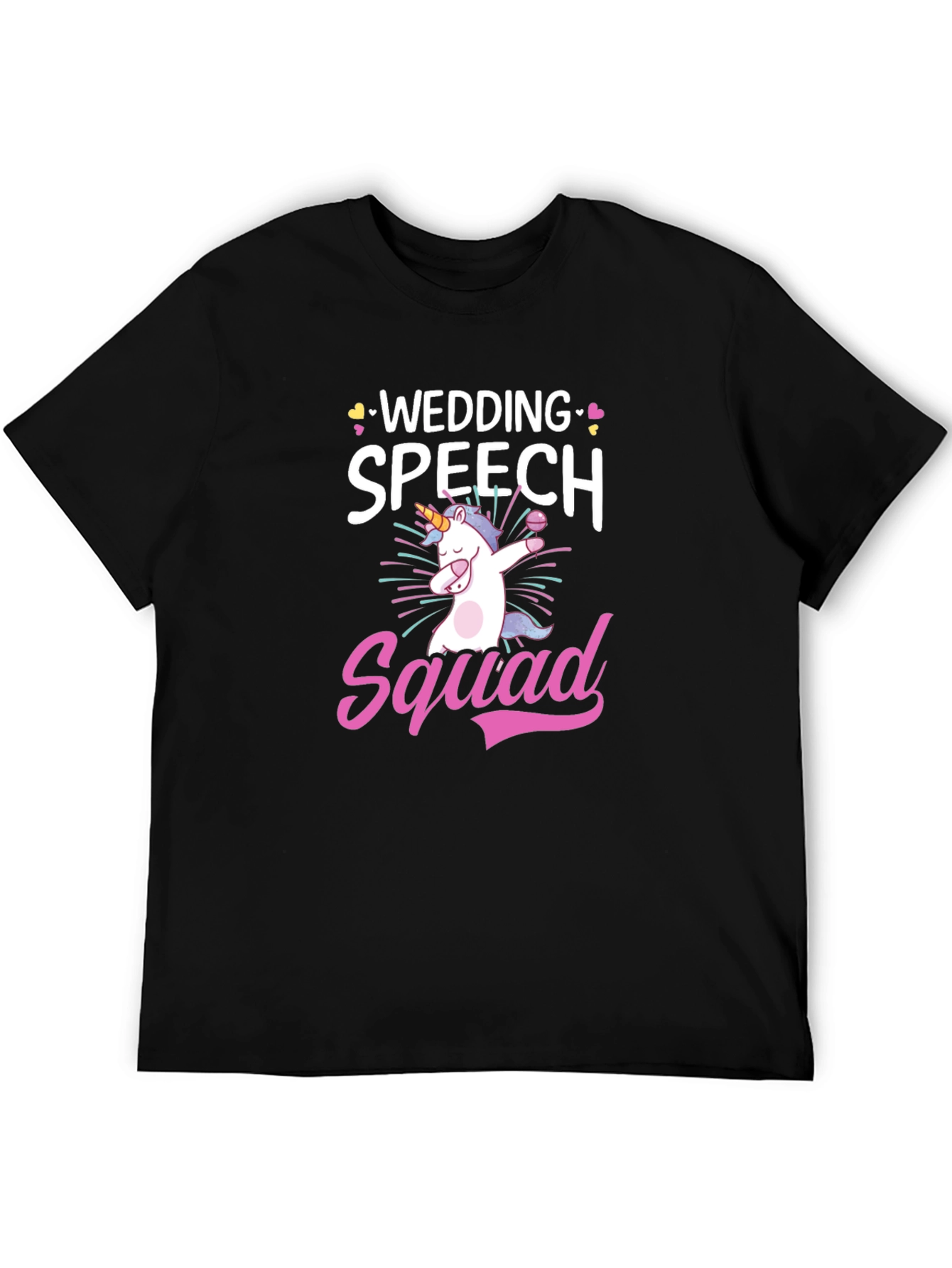 Black Wedding Speech Squad Unicorn T-Shirt view 5