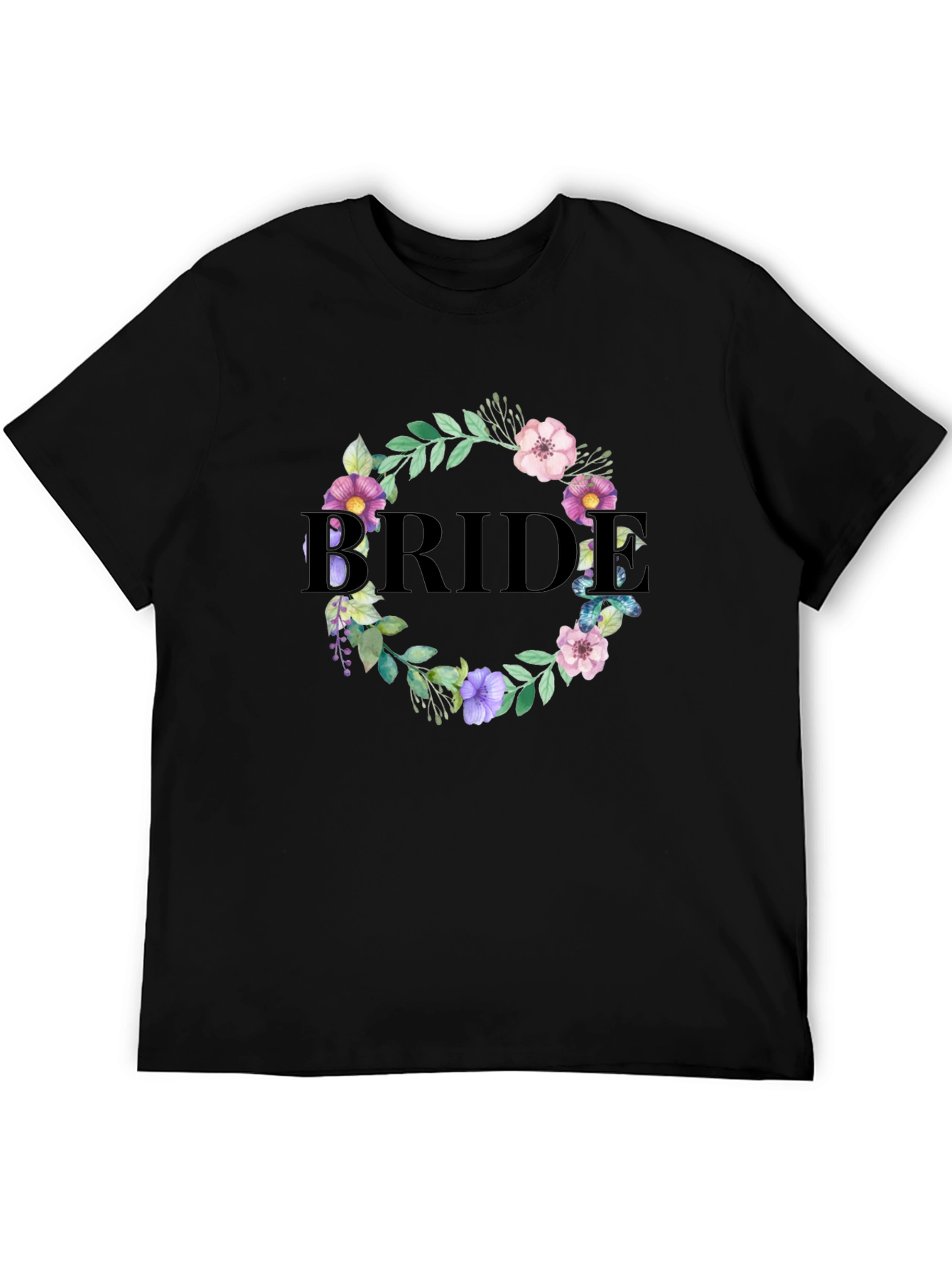Black Bride Floral Wreath Graphic T-Shirt view 5