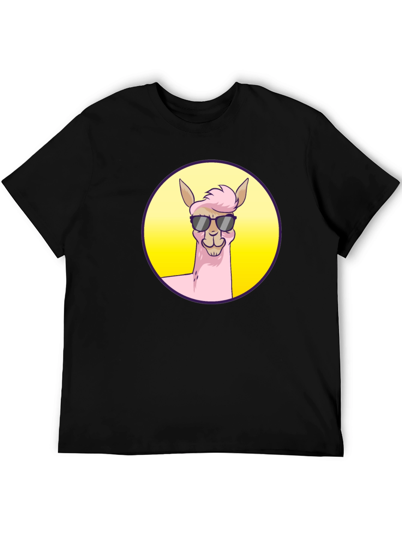 Black Cool Llama Graphic Tee - Black Unisex T-Shirt view 5