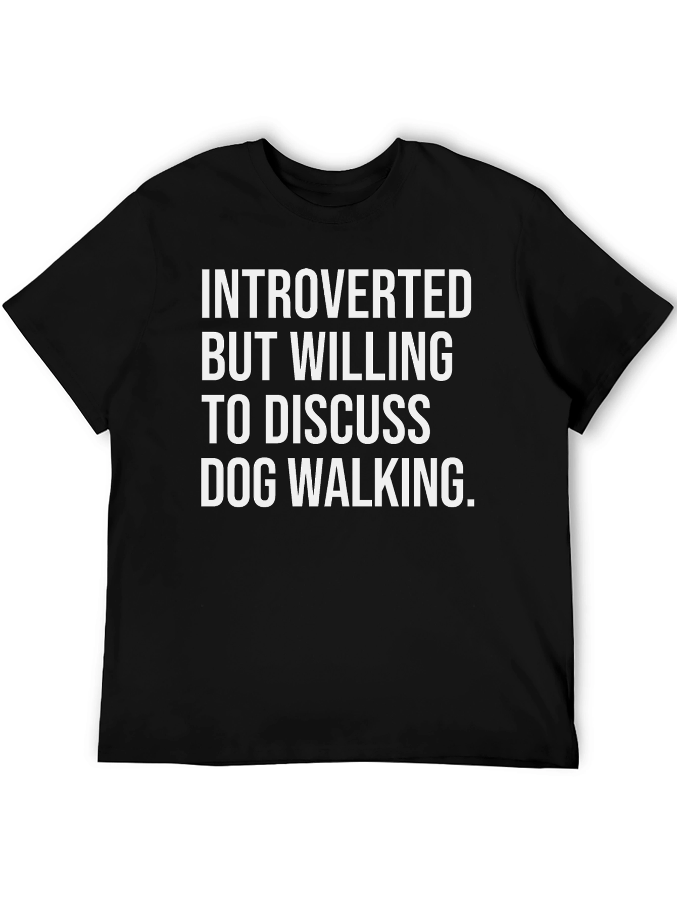Black Introverted Dog Walking T-Shirt - Funny Graphic Tee view 5