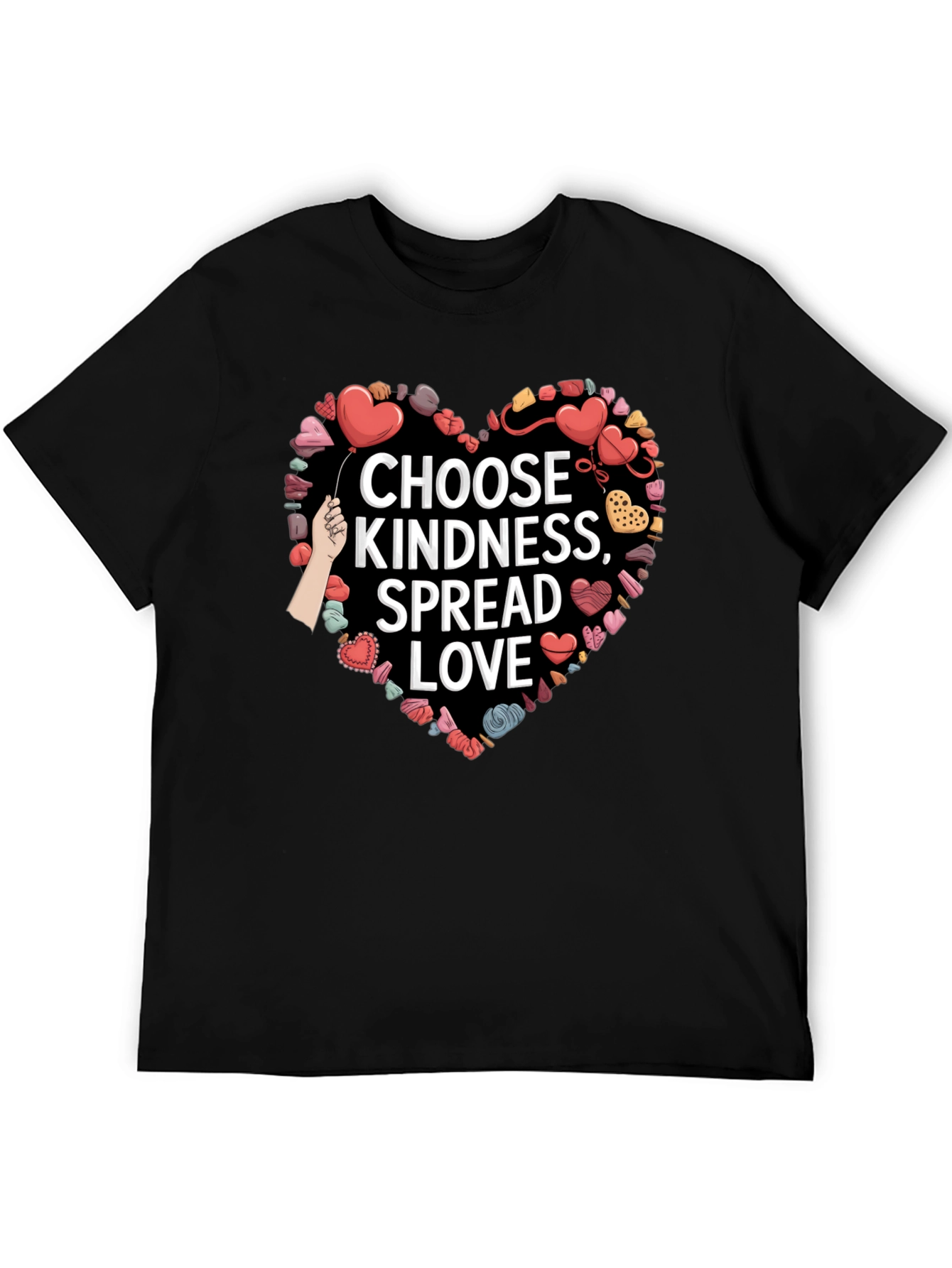 Black Choose Kindness, Spread Love - Heart Graphic Tee view 5
